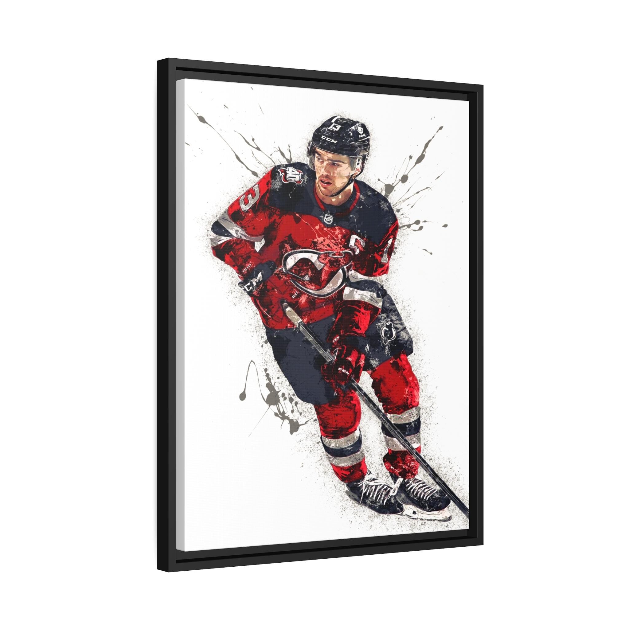 Nico Hischier Poster, New Jersey Devils, Gallery Canvas Wrap or Museum-Quality Poster Print, Wall Decor for Man Cave, Office or Kids Room