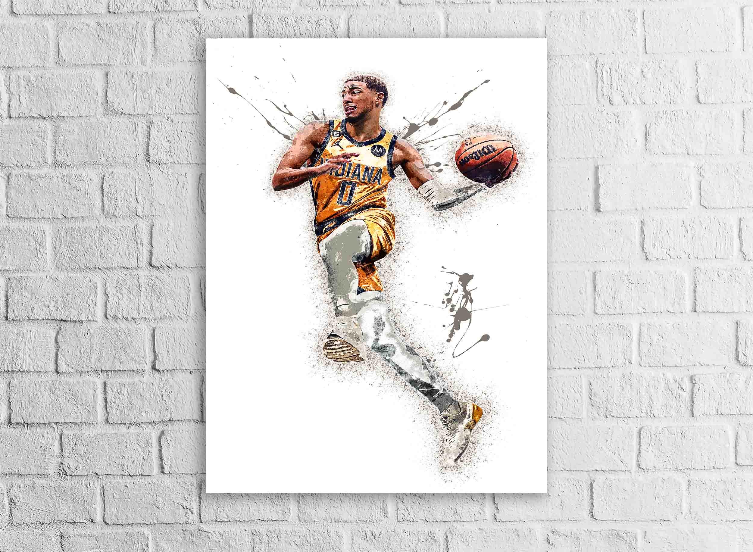 Tyrese Haliburton Poster, Indiana Pacers, Gallery Canvas Wrap or Museum-Quality Poster, Fine Art, Man Cave, Kids room, Dorm Room