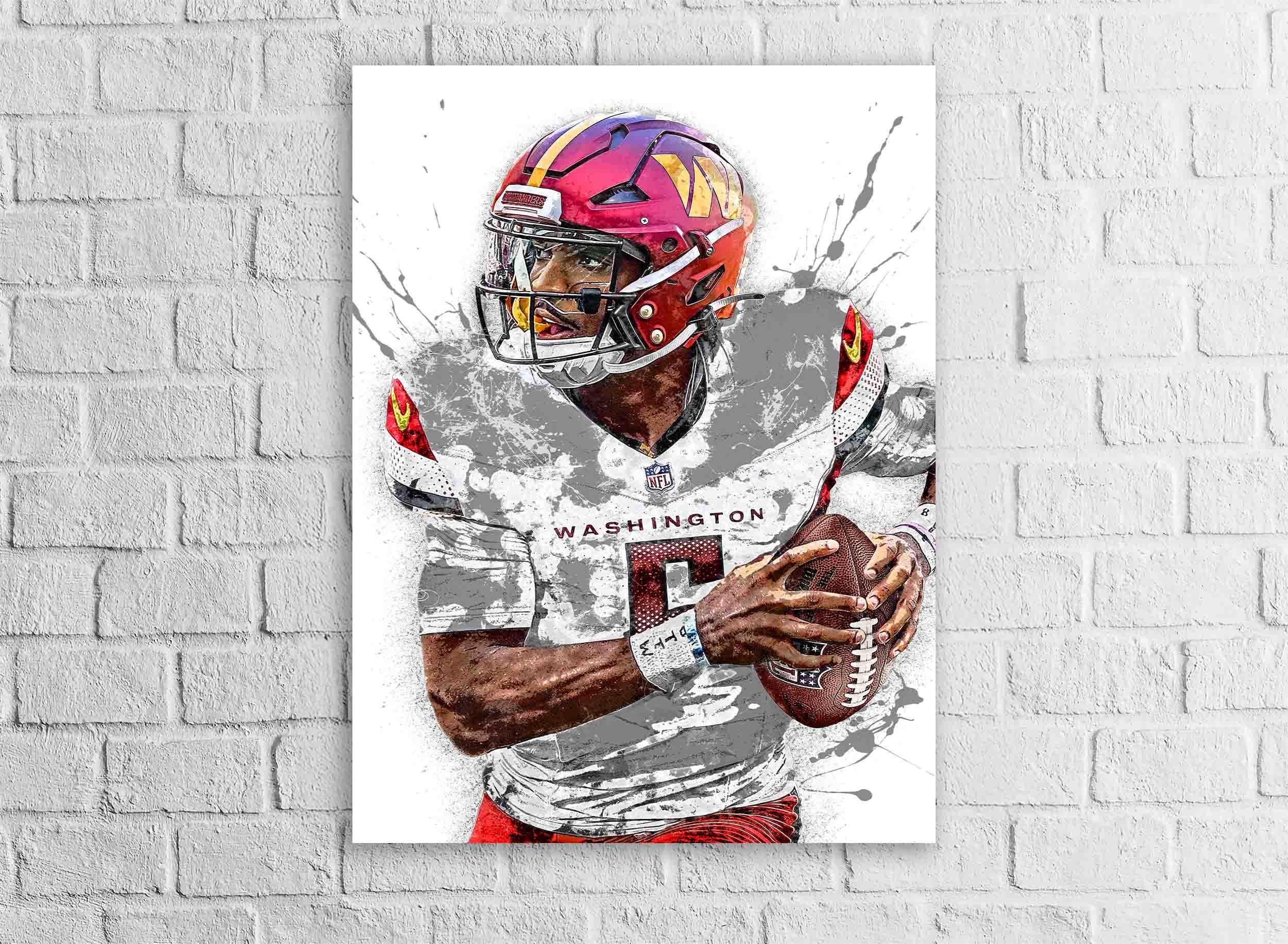 Jayden Daniels Poster, Washington Commanders, Gallery Canvas Wrap or Premium Poster, Fine Art, Man Cave, Kids room, Office