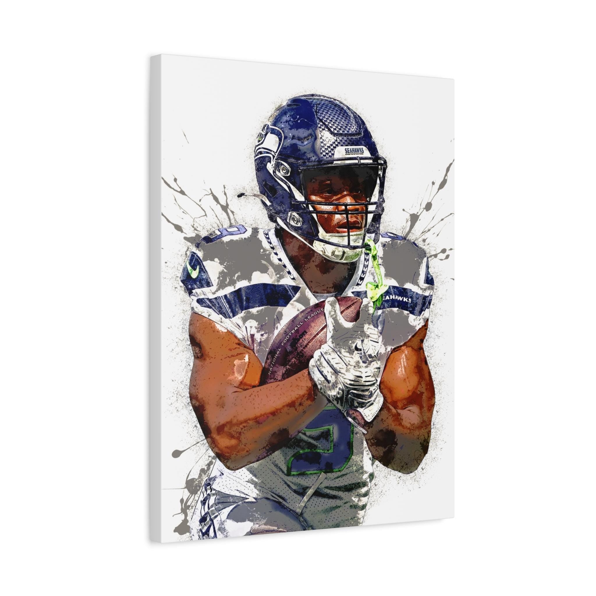 Kenneth Walker Poster, Seattle Seahawks, Gallery Canvas Wrap or Museum-Quality Poster, Fine Art, Man Cave, Kids room
