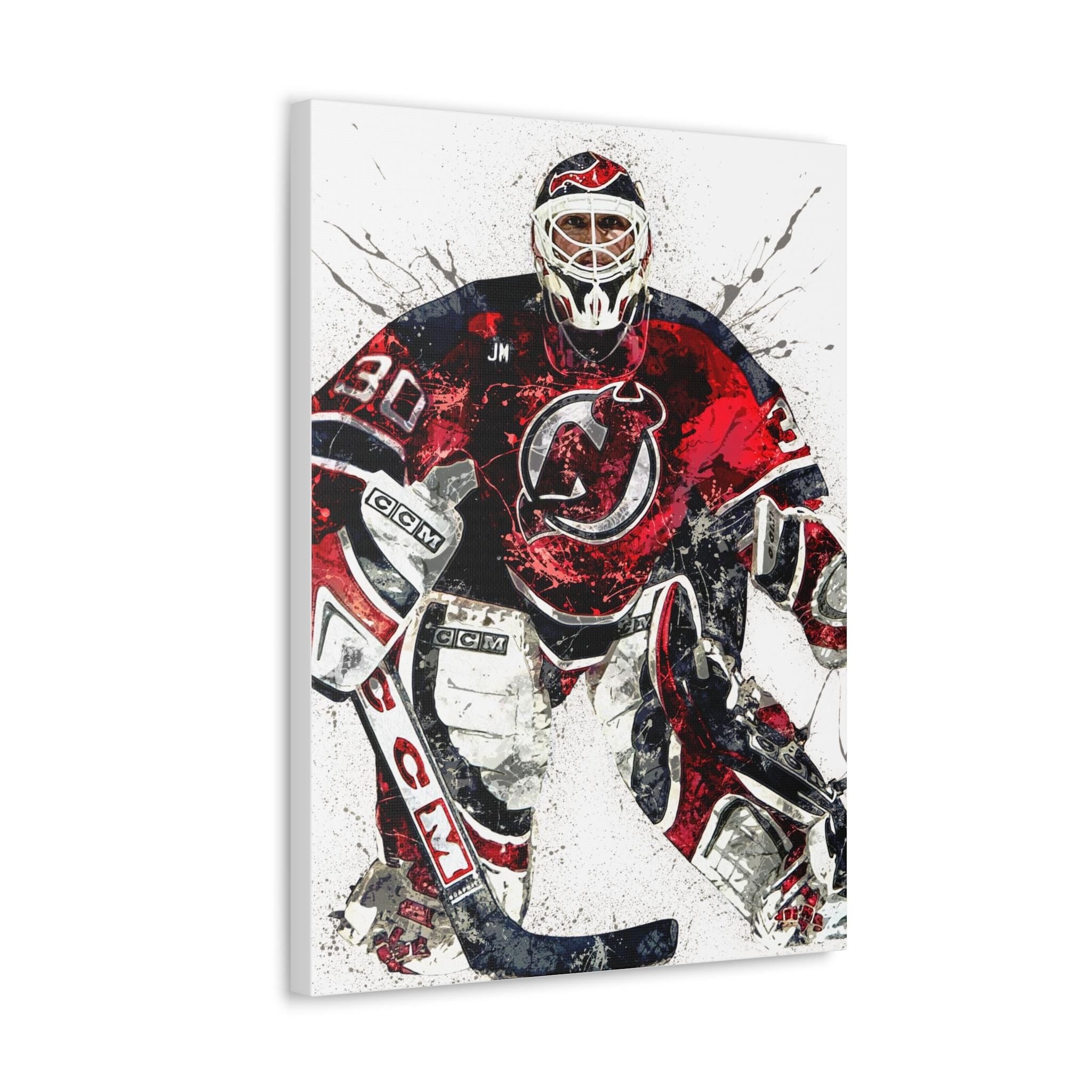Martin Brodeur Poster, New Jersey Devils, Gallery Canvas Wrap or Museum-Quality Poster Print, Wall Decor for Man Cave, Office or Kids Room
