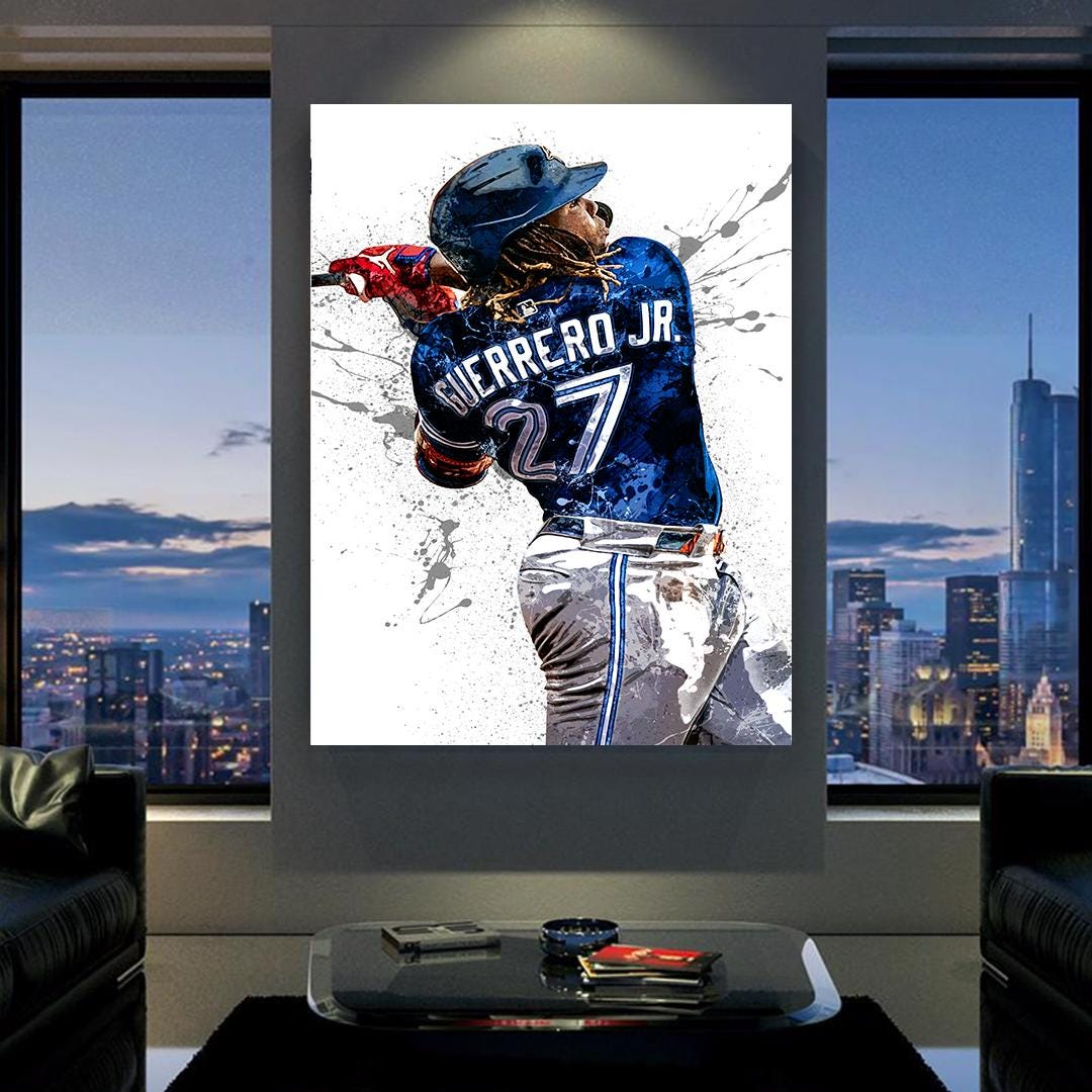 Vladimir Guerrero Jr Poster, Toronto Blue Jays, Gallery Canvas Wrap or Museum-Quality Poster, Man Cave, Kids room, Office