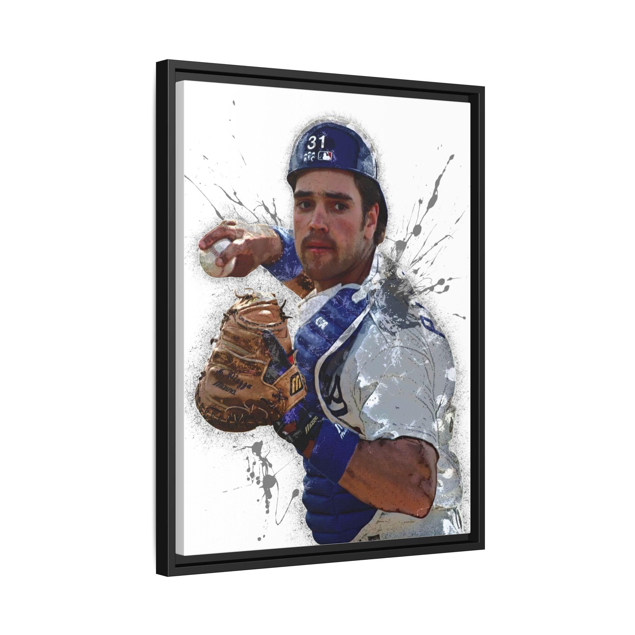 Mike Piazza Poster, Los Angeles Dodgers, Gallery Canvas Wrap, Fine Art, Wall Decor for Man Cave, Kids room, Dorm Room