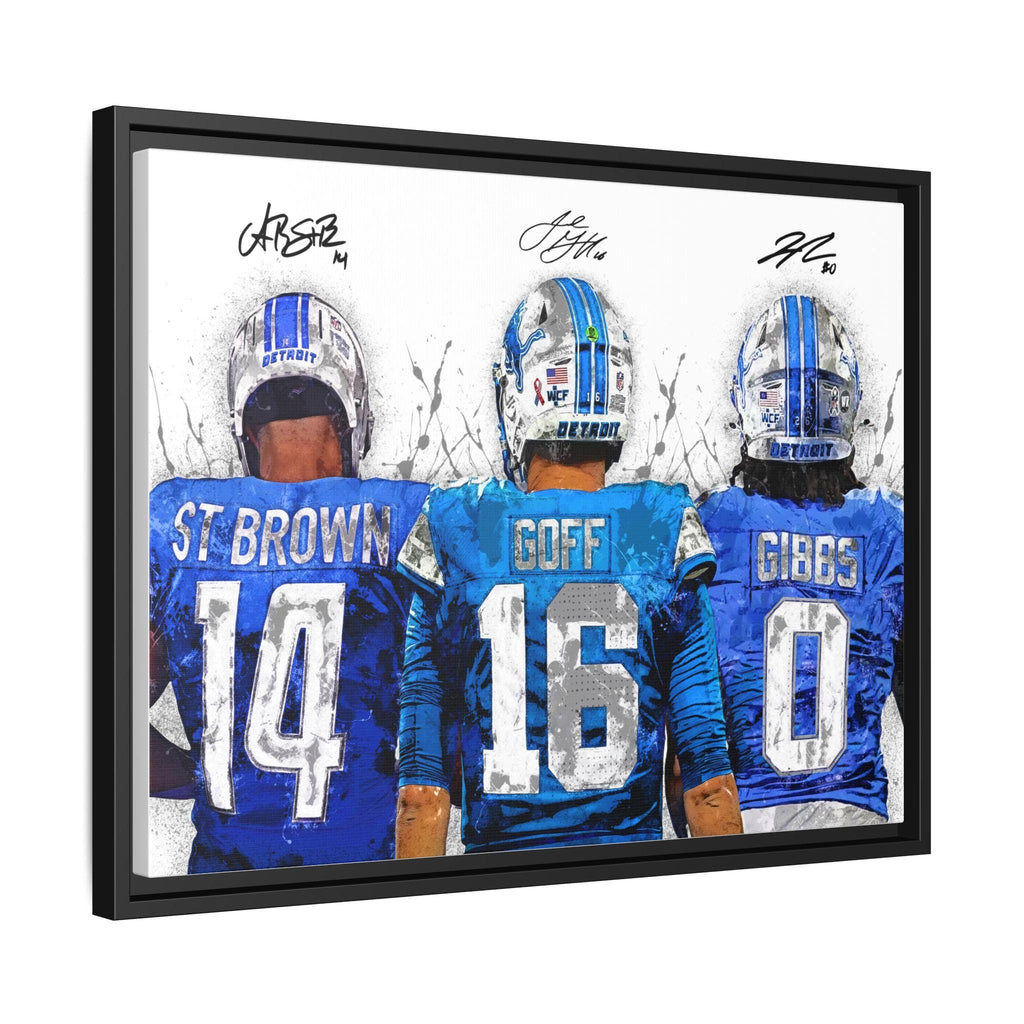 Jared Goff, Amon-Ra St. Brown, Jahmyr Gibbs Poster, Detroit Lions, Gallery Canvas Wrap