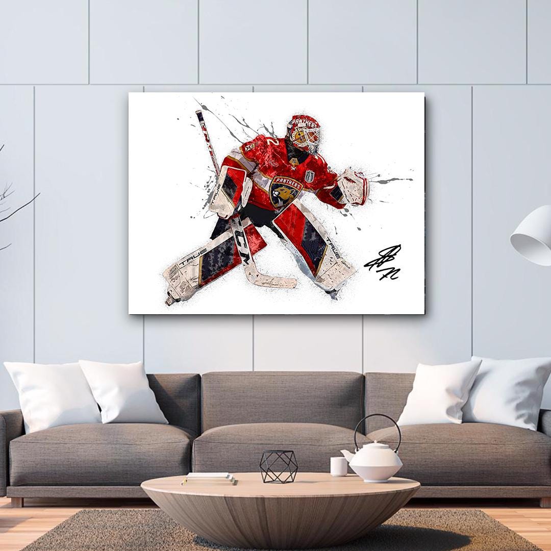 Sergei Bobrovsky Poster, Florida Panthers, Gallery Canvas Wrap or Museum-Quality Poster Print, Wall Decor for Man Cave, Office or Kids Room