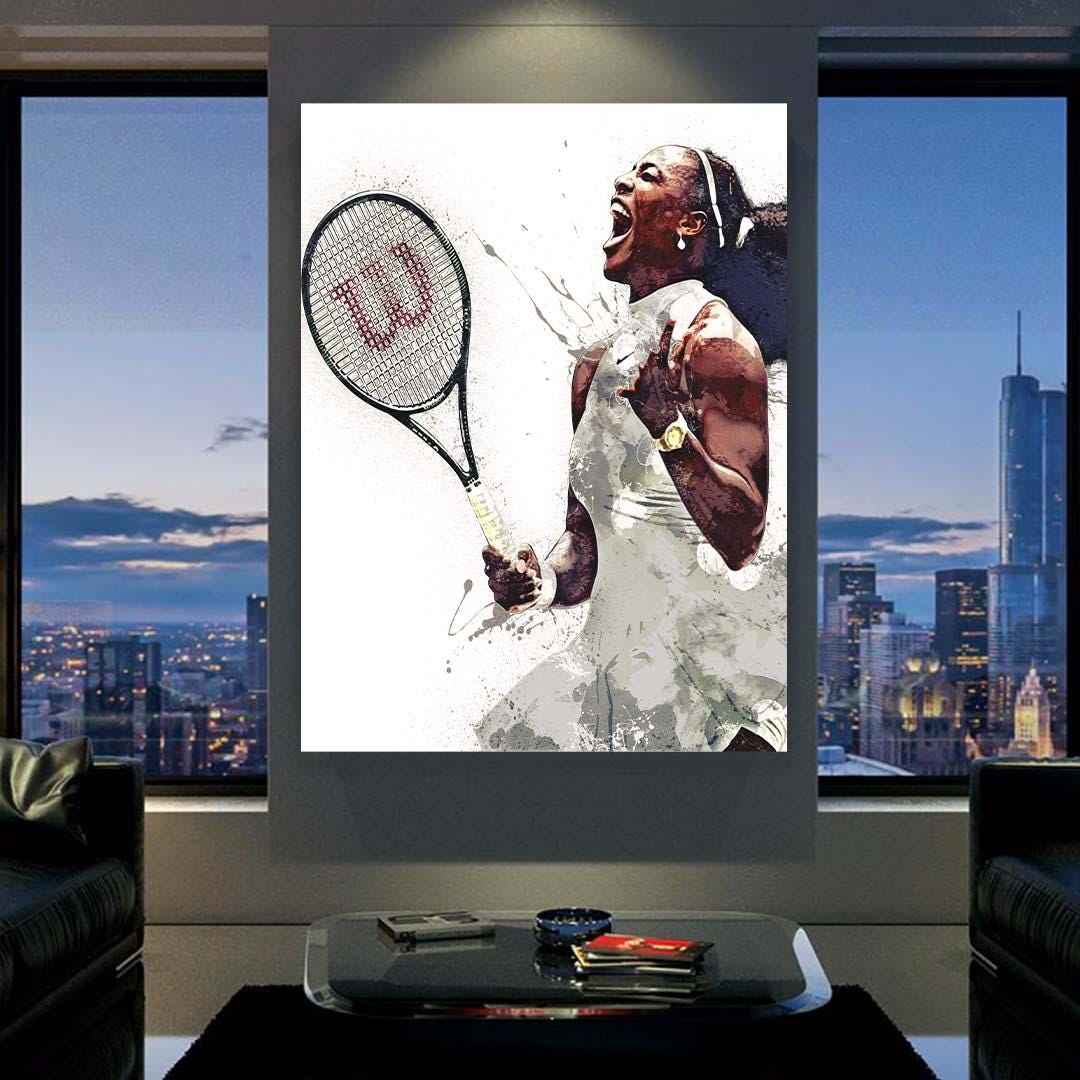 Serena Williams Poster, Gallery Canvas Wrap or Museum-Quality Poster Print, Fine Art Quality, Man Cave, Office, Dorm Room, Kids room