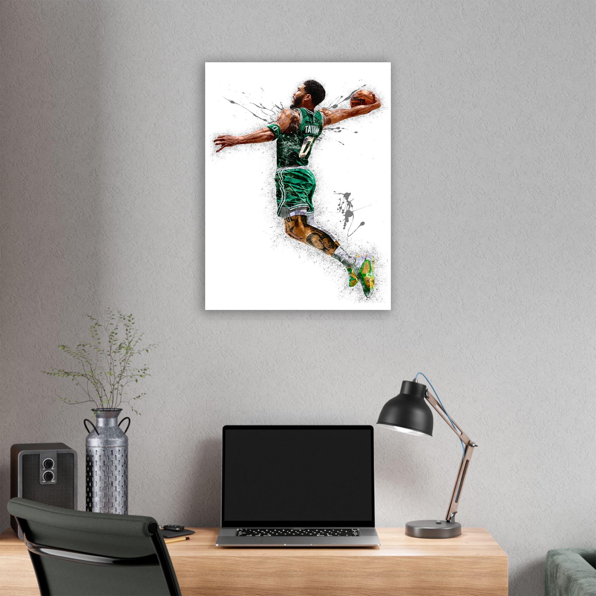Jayson Tatum, Boston Celtics, Gallery Canvas Wrap or Museum-Quality Poster, Fine Art, Wall Decor for Man Cave, Kids room, Dorm Room