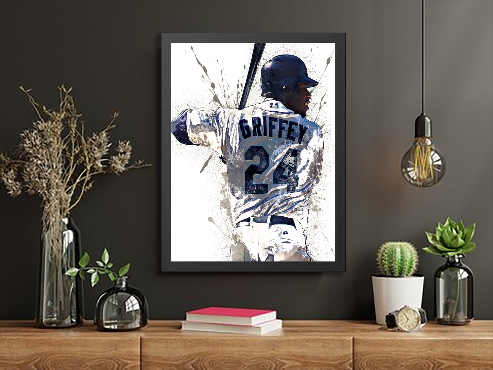 Ken Griffey Jr Poster, Seattle Mariners, Gallery Canvas Wrap or Premium Poster Print, Man Cave, Kids room, Office, Dorm Room