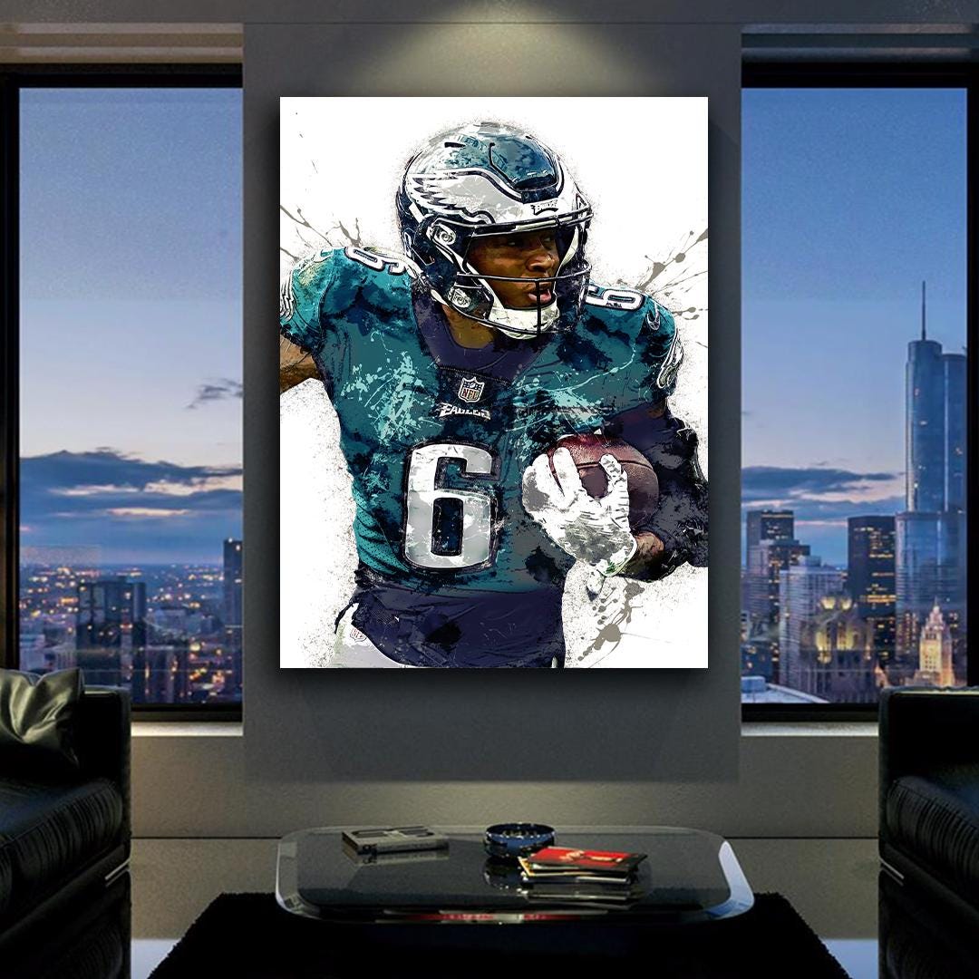 DeVonta Smith Eagles Poster: Philadelphia Football Art, Man Cave Decor