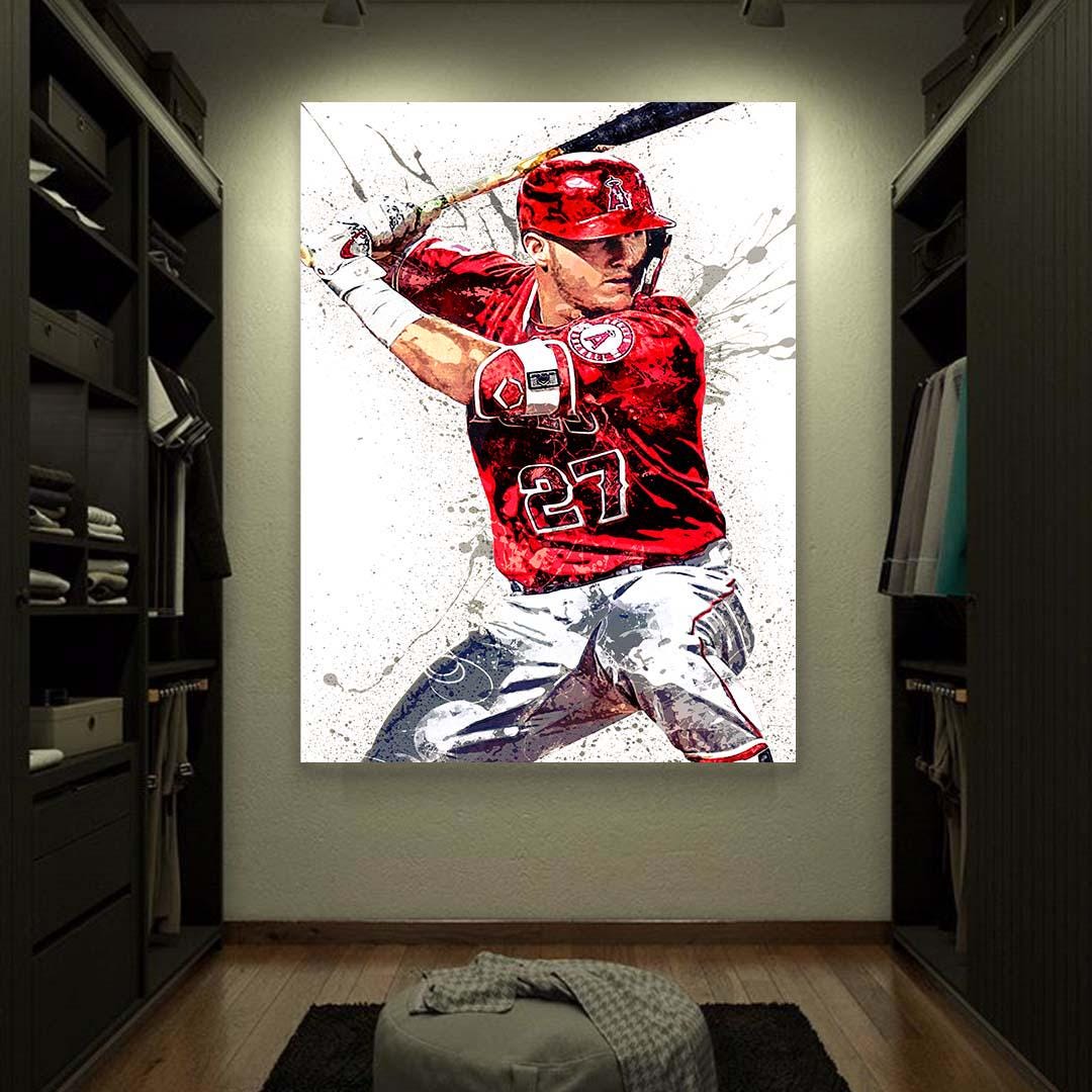 Mike Trout Poster, Los Angeles Angels, Gallery Canvas Wrap or Museum-Quality Poster Print, Fine Art Quality, Man Cave, Office or Dorm Room