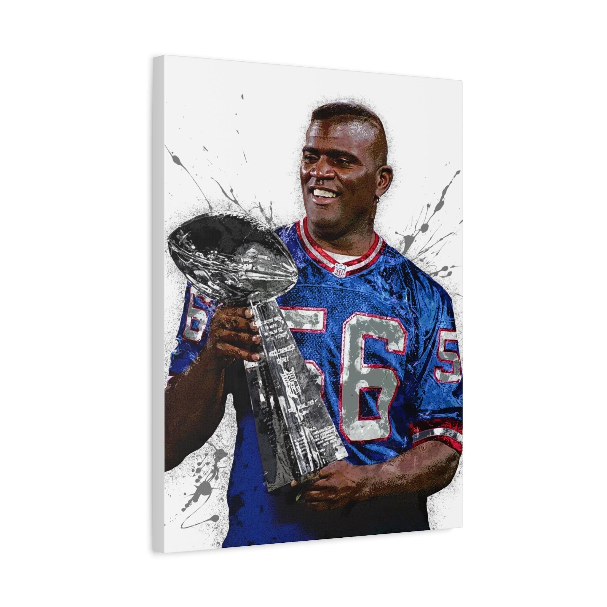 Lawrence Taylor Poster, New York Giants, Gallery Canvas Wrap or Museum-Quality Poster, Fine Art, Wall Decor for Man Cave, Kids room