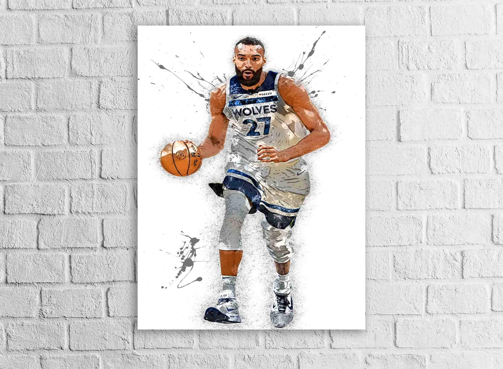 Rudy Gobert Poster, Minnesota Timberwolves, Gallery Canvas Wrap or Museum-Quality Poster, Fine Art, Man Cave, Kids room, Dorm Room