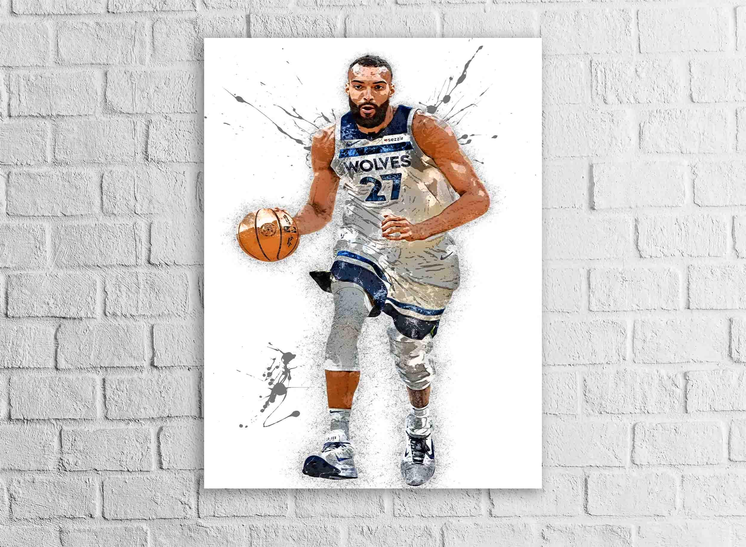 Rudy Gobert Poster, Minnesota Timberwolves, Gallery Canvas Wrap or Museum-Quality Poster, Fine Art, Man Cave, Kids room, Dorm Room
