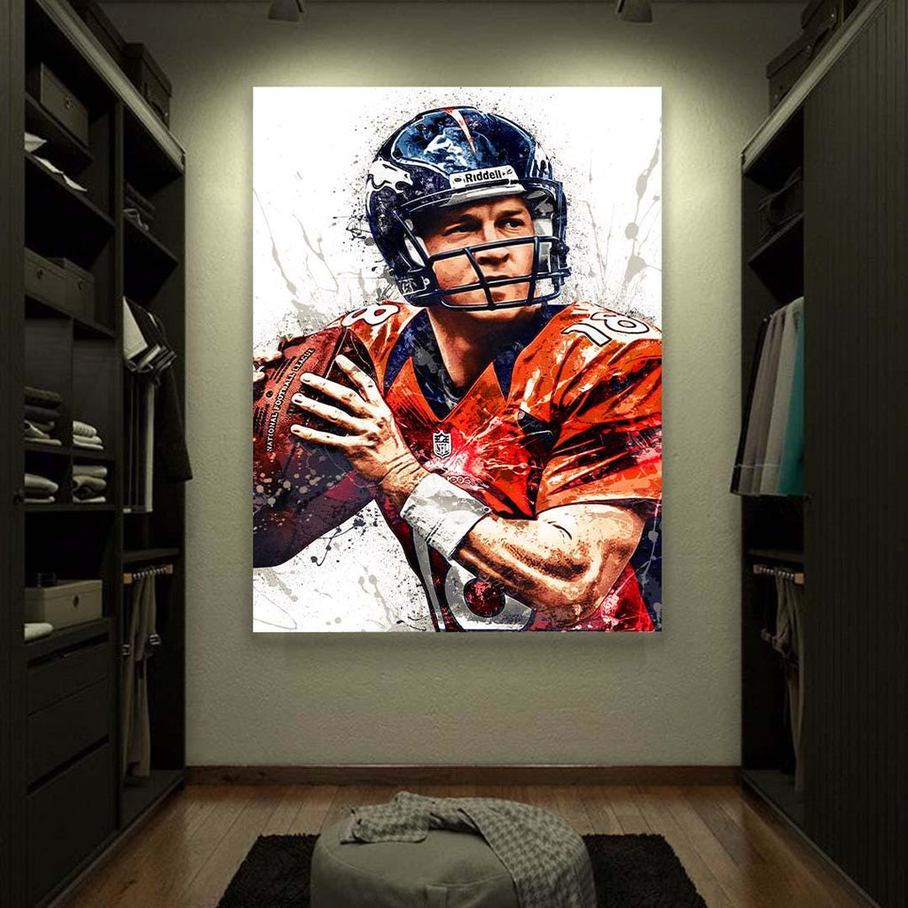 Peyton Manning - Denver Broncos Fine Art Poster or Canvas Wrap: Sports Fan Gift