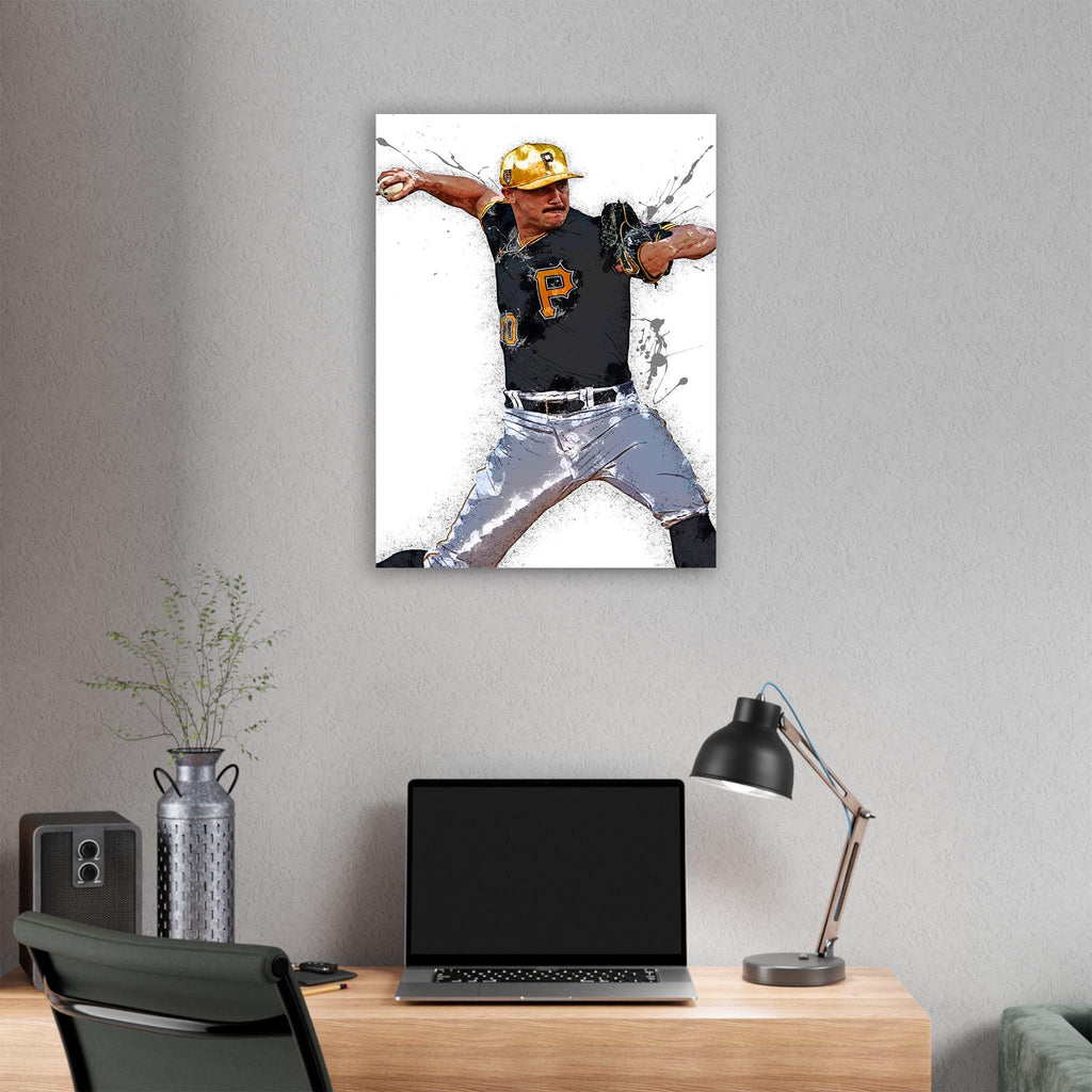 Paul Skenes Poster, Pittsburgh Pirates, Gallery Canvas Wrap or Museum-Quality Poster Print, Man Cave, Office, Dorm Room or Kids Room