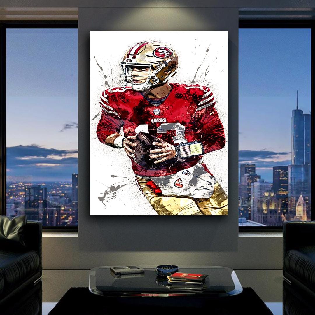 Brock Purdy, San Francisco 49ers, Gallery Canvas Wrap or Museum-Quality Poster, Fine Art, Wall Decor for Man Cave, Kids room, Dorm