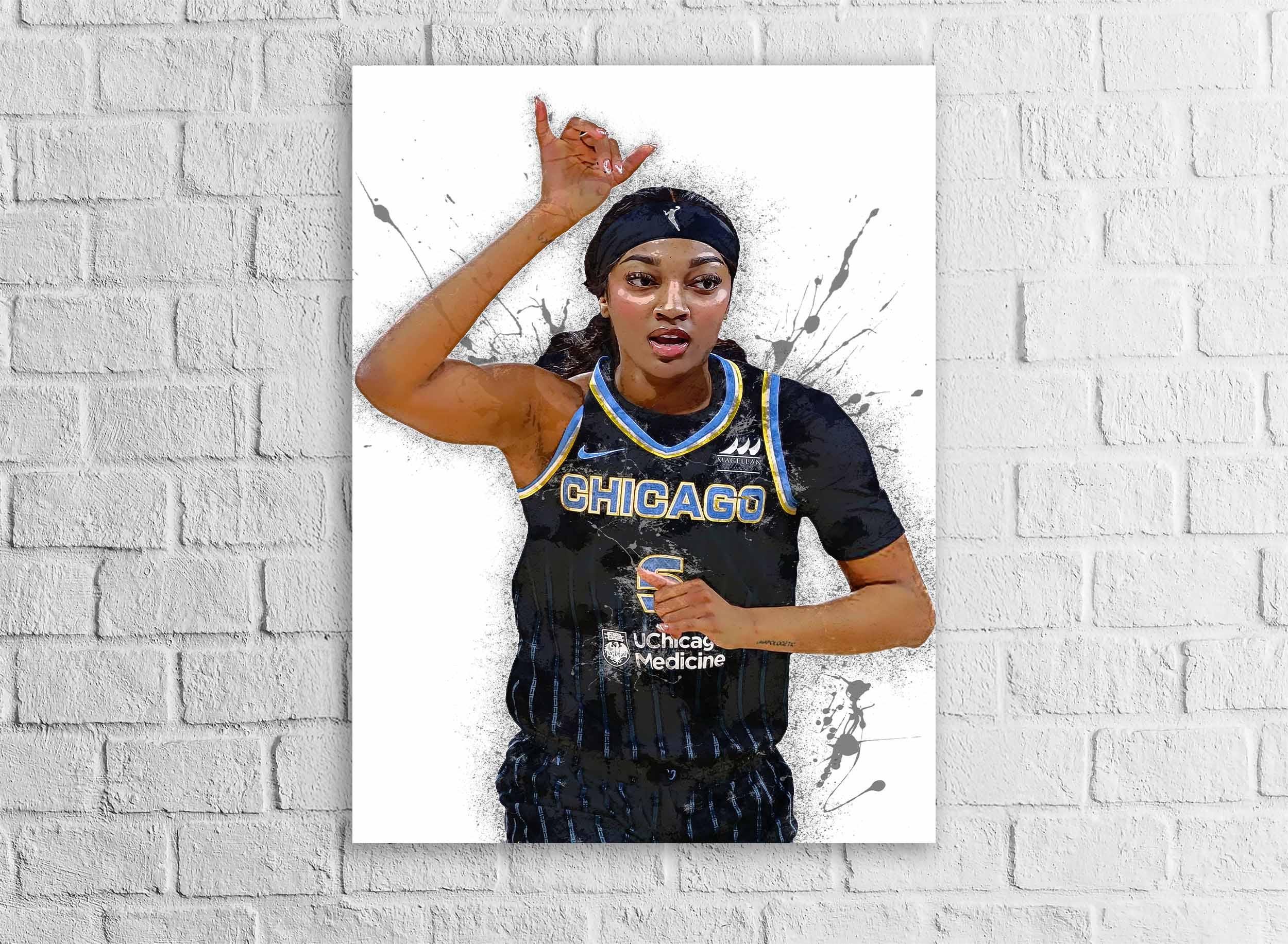 Angel Reese Poster, Chicago Sky, Gallery Canvas Wrap or Museum-Quality Poster Print, Fine Art, Man Cave, Office or Dorm Room