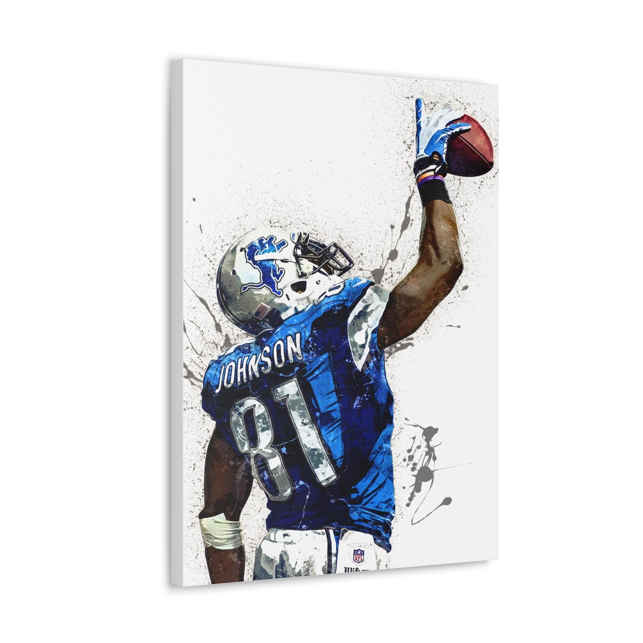 Calvin Johnson Poster, Detroit Lions, Gallery Canvas Wrap, Museum-Quality Poster, Wall Art, Man Cave, Kids room, Office