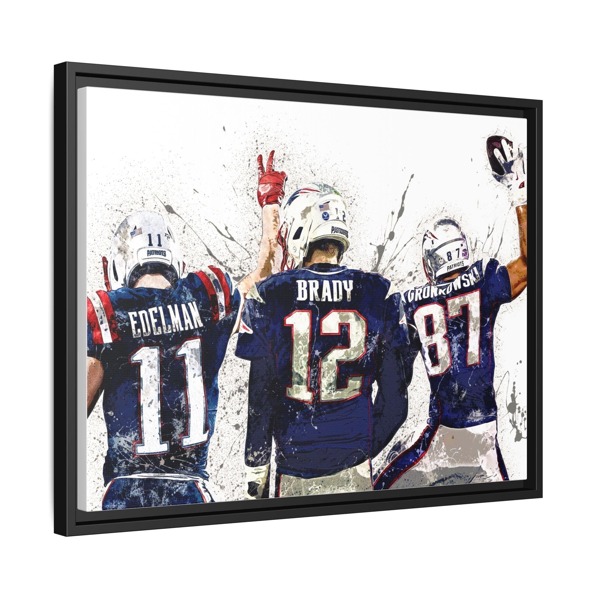 Tom Brady, Rob Gronkowski, Julian Edelman, New England Patriots, Gallery Canvas Wrap, Museum-Quality Poster, Man Cave, Kids room, Dorm Room