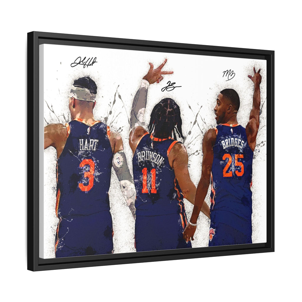 Jalen Brunson, Mikal Bridges, Josh Hart, NY Knicks, Canvas Wrap or Museum-Quality Poster Print, Fine Art, Man Cave, Office or Dorm Room