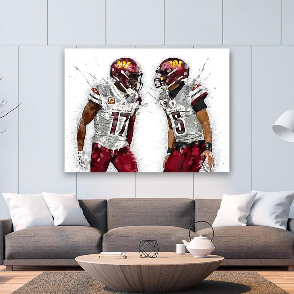 Jayden Daniels, Terry McLaurin, Washington Commanders, Gallery Canvas Wrap or Premium Poster, Fine Art, Man Cave, Kids room, Office