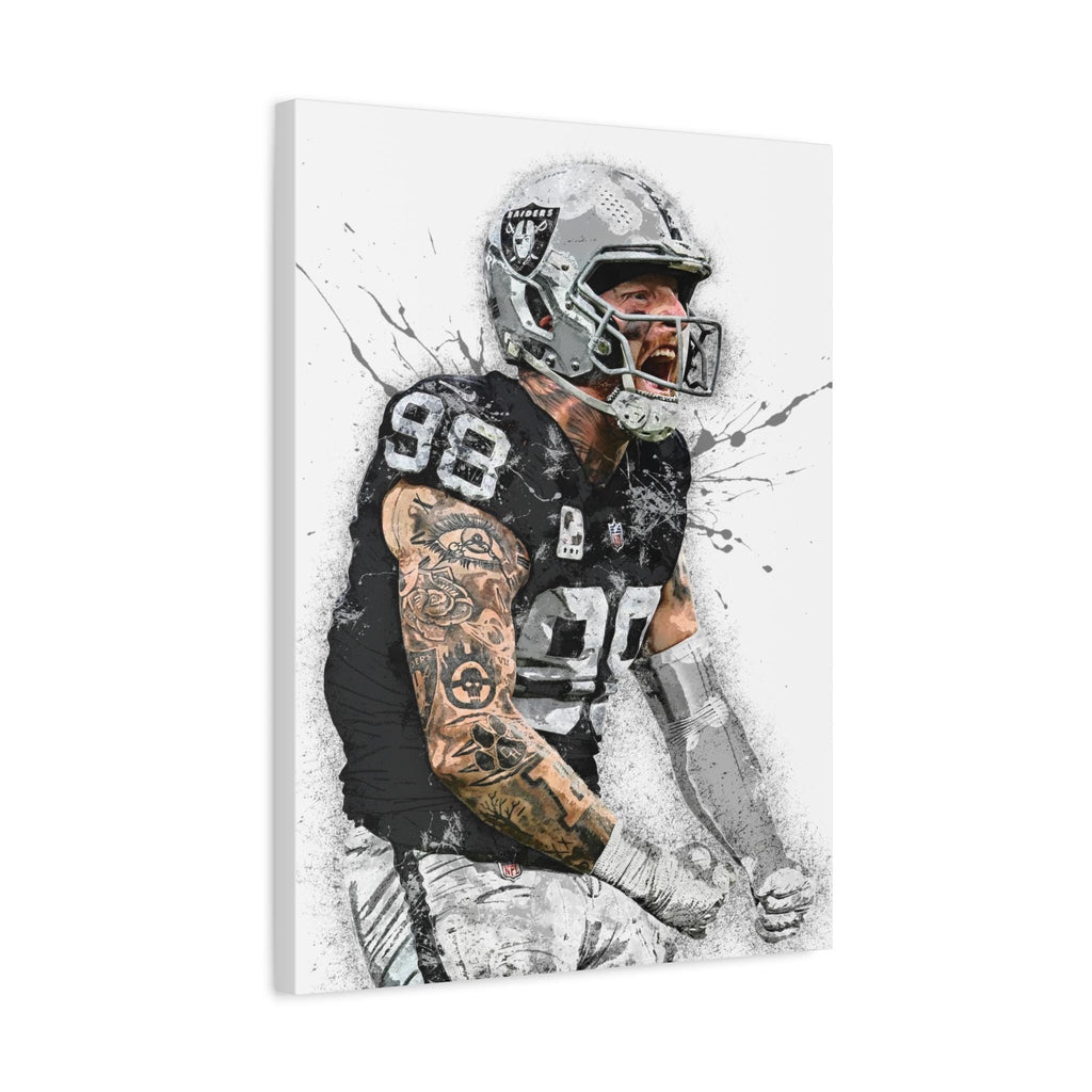 Maxx Crosby Poster, Las Vegas Raiders, Gallery Canvas Wrap or Museum-Quality Poster, Fine Art, Man Cave, Kids room, Office