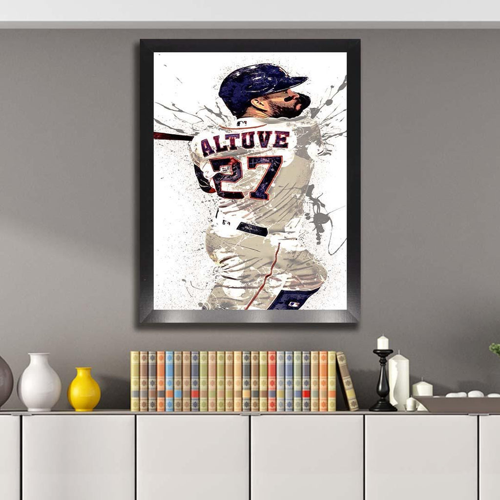 Jose Altuve Poster, Houston Astros, Gallery Canvas Wrap or Museum-Quality Poster Print, Fine Art, Man Cave, Office or Kids Room