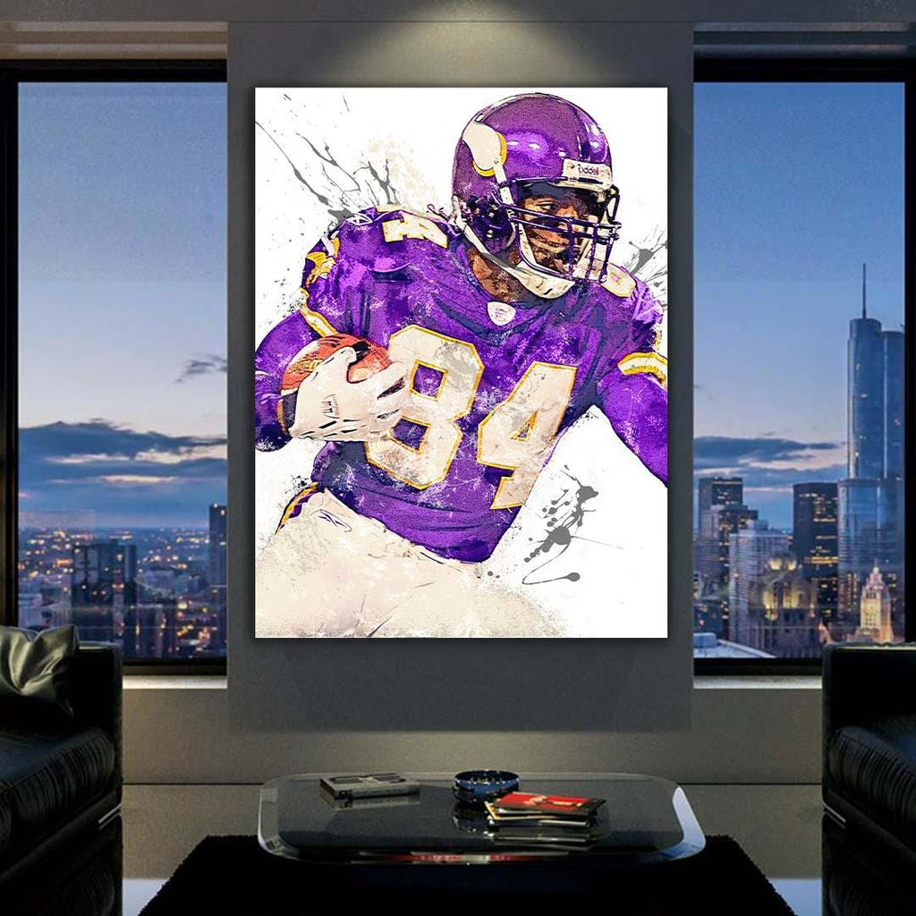 Randy Moss Poster, Minnesota Vikings, Canvas Wrap or Museum-Quality Poster, Fine Art, Wall Decor, Man Cave, Kids room