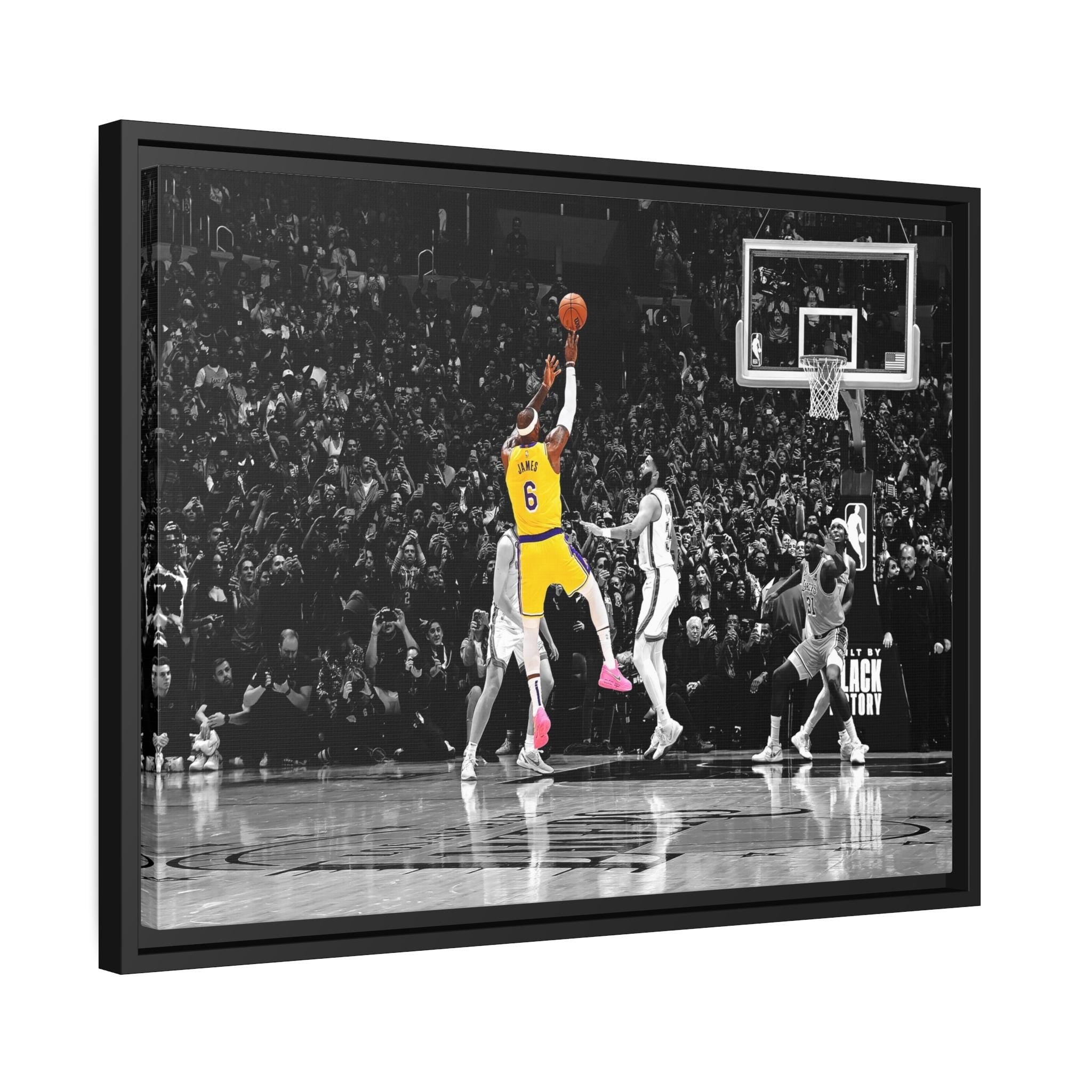 Lebron James, "Record Breaking Shot", Gallery Canvas Wrap or Museum-Quality Poster, Fine Art, Man Cave, Kids room, Dorm Room