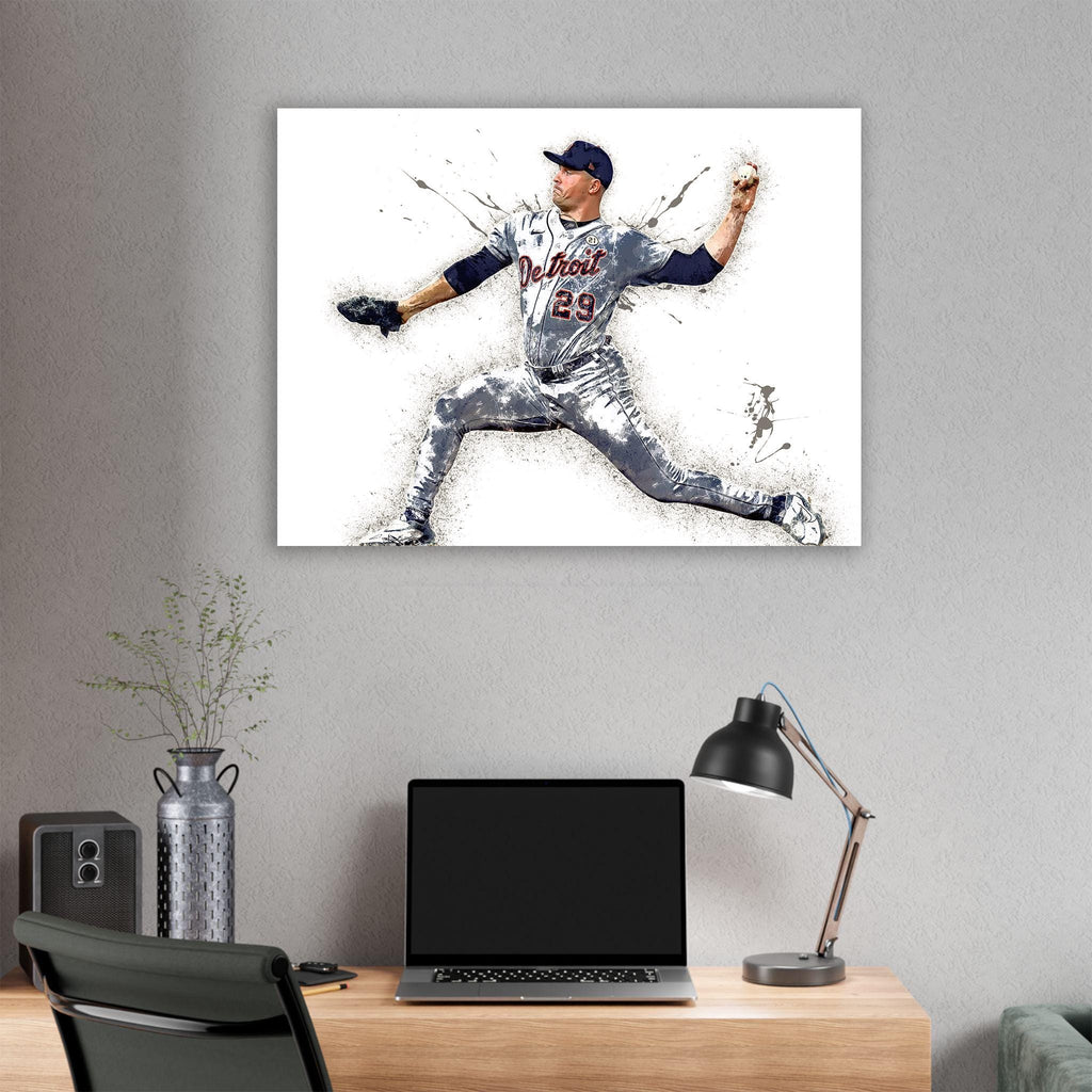 Tarik Skubal Poster, Detroit Tigers, Gallery Canvas Wrap, Fine Art, Wall Decor for Man Cave, Kids room, Dorm Room