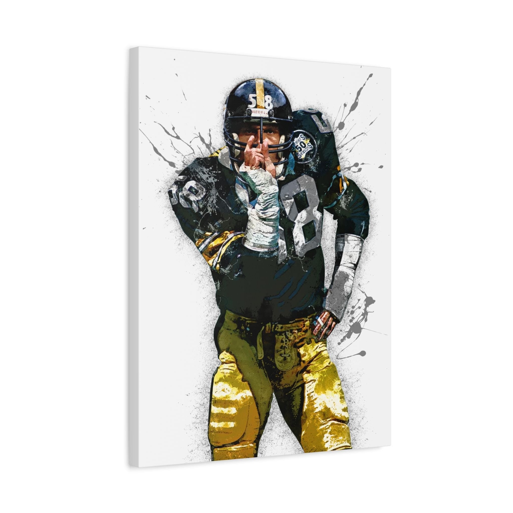 Jack Lambert Poster, Pittsburgh Steelers, Gallery Canvas Wrap or Museum-Quality Poster, Man Cave, Kids room, Dorm, Office
