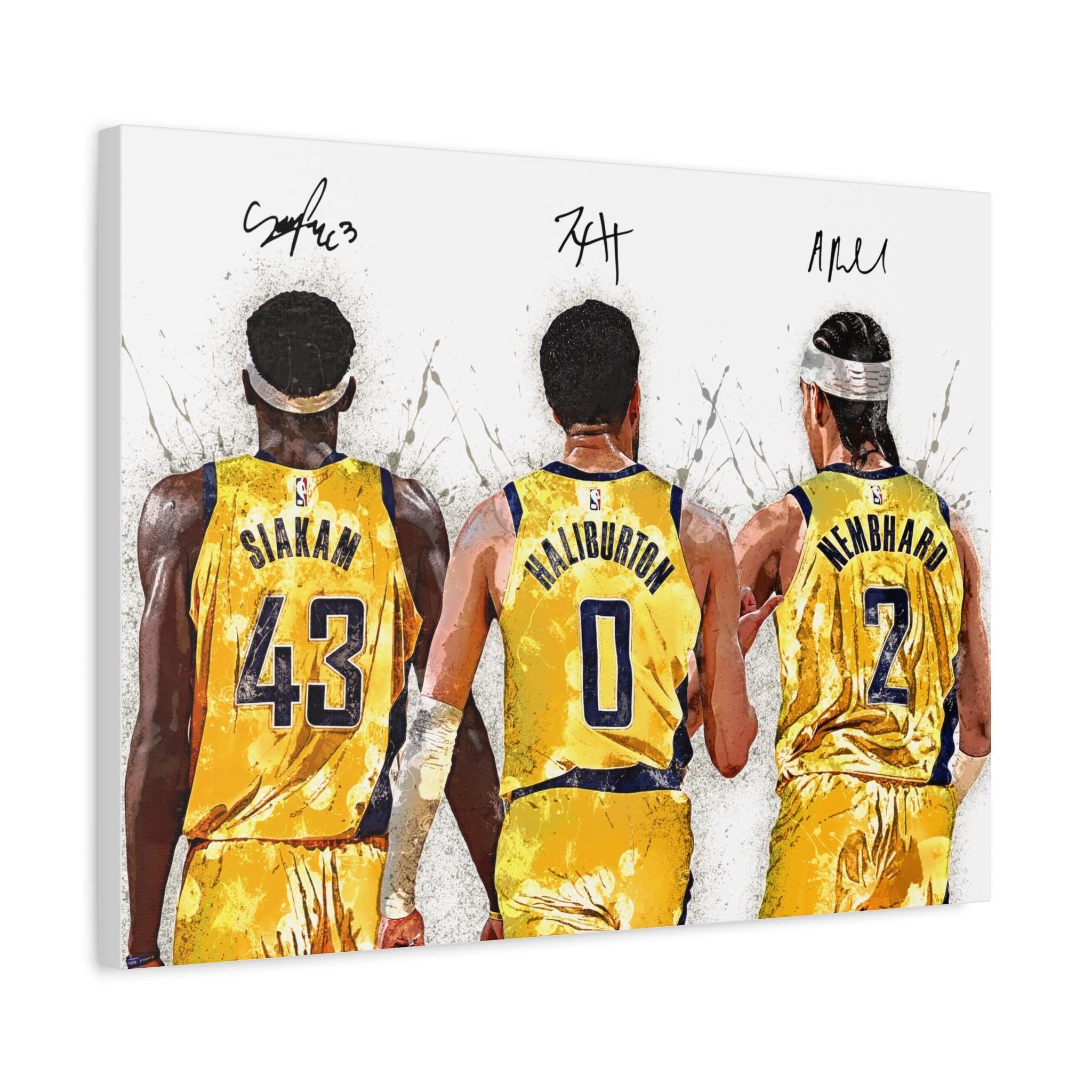 Tyrese Haliburton, Pascal Siakam, Andrew Nembhard, Indiana Pacers, Gallery Canvas Wrap, Premium Poster, Man Cave, Kids room, Office