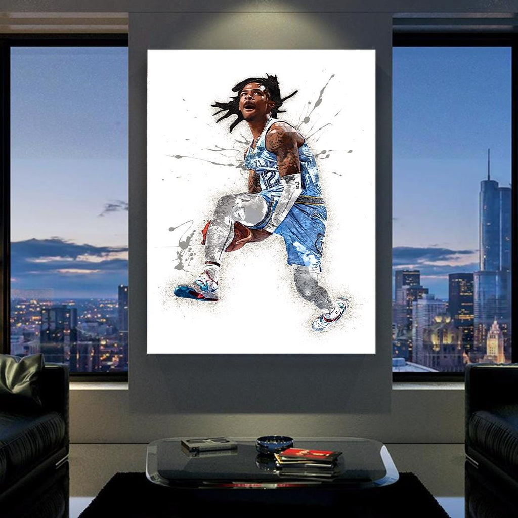 Ja Morant Poster, Memphis Grizzlies, Gallery Canvas Wrap or Museum-Quality Poster, Man Cave, Kids room, Dorm Room