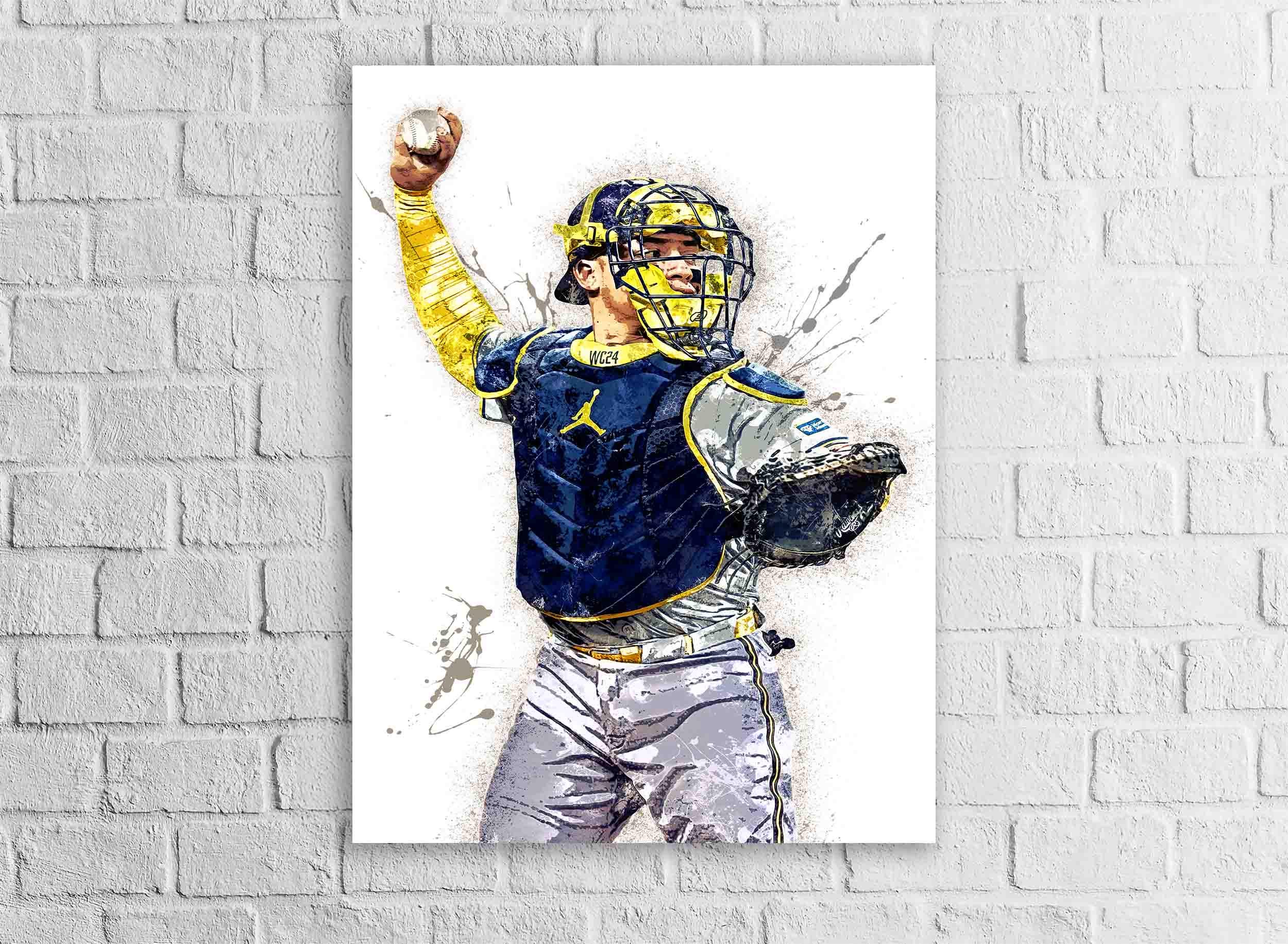 William Contreras Poster, Milwaukee Brewers, Gallery Canvas Wrap or Museum-Quality Poster Print, Fine Art, Man Cave, Office or Dorm Room