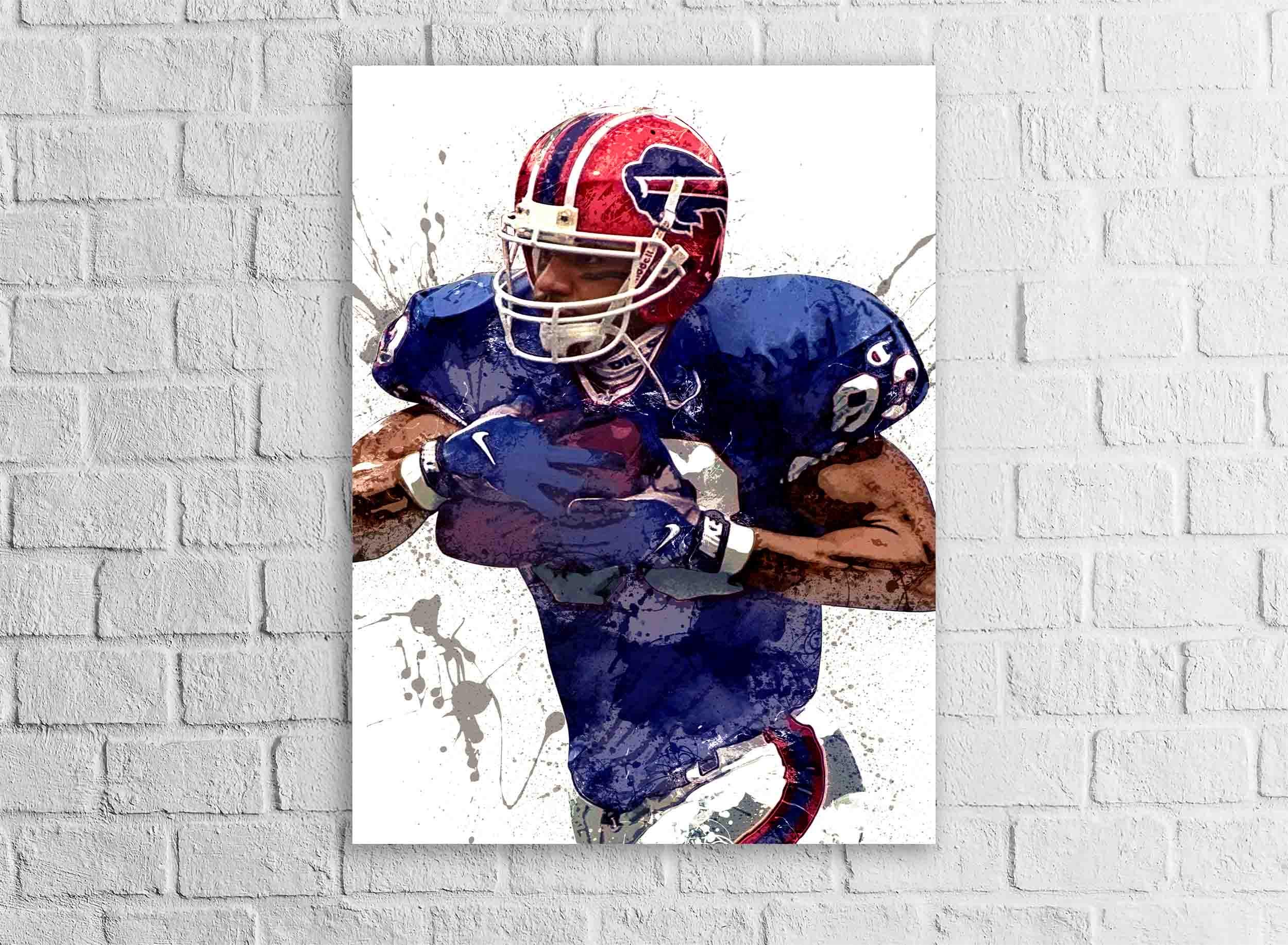 Andre Reed Poster, Buffalo Bills, Gallery Canvas Wrap or Museum-Quality Poster, Fine Art, Wall Decor, Man Cave, Kids room