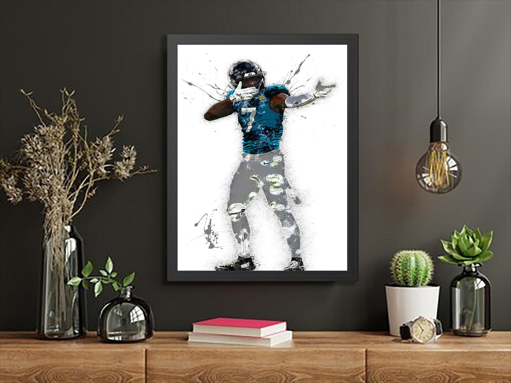 Brian Thomas Jr. Poster, Jacksonville Jaguars, Gallery Canvas Wrap or Museum-Quality Poster, Fine Art, Wall Decor for Man Cave, Kids room