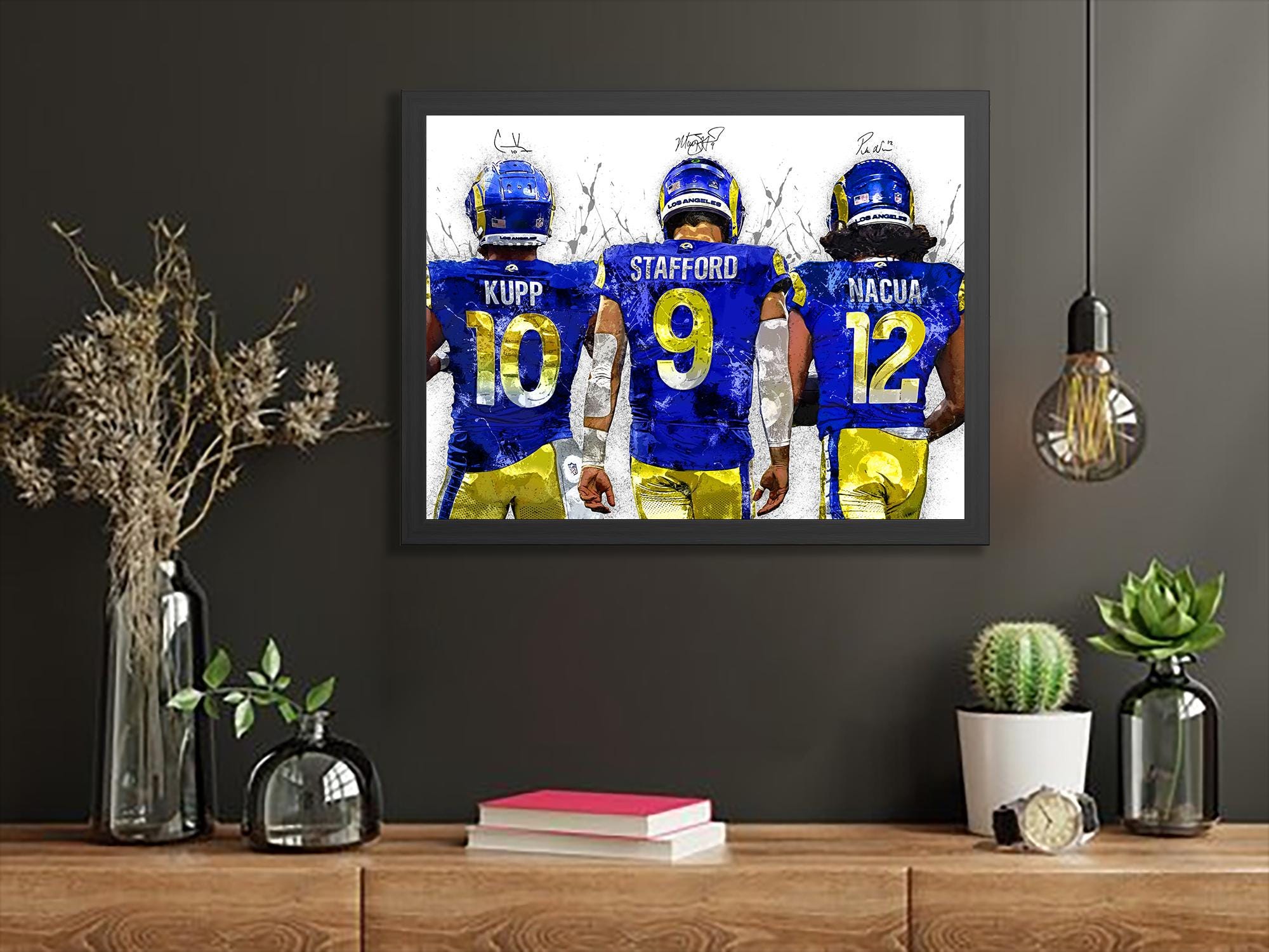 Matthew Stafford, Puka Nacua, Cooper Kupp, Los Angeles Rams, Canvas Wrap or Museum-Quality Poster, Fine Art, Man Cave, Kids room, Office