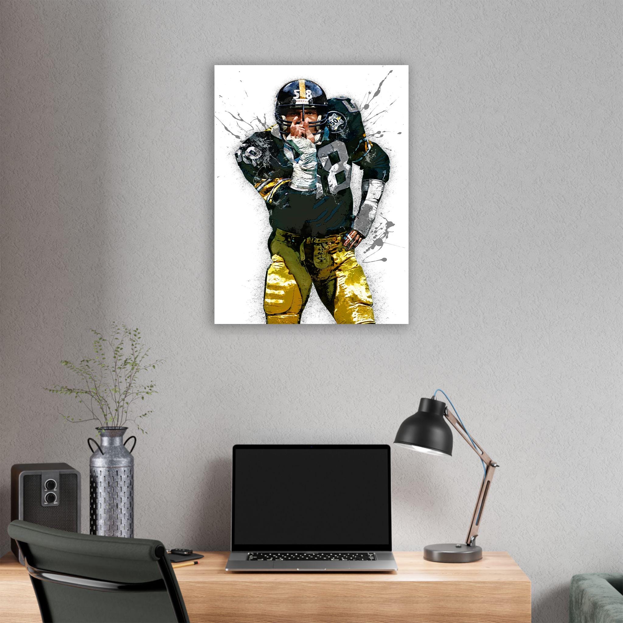 Jack Lambert Poster, Pittsburgh Steelers, Gallery Canvas Wrap or Museum-Quality Poster, Man Cave, Kids room, Dorm, Office