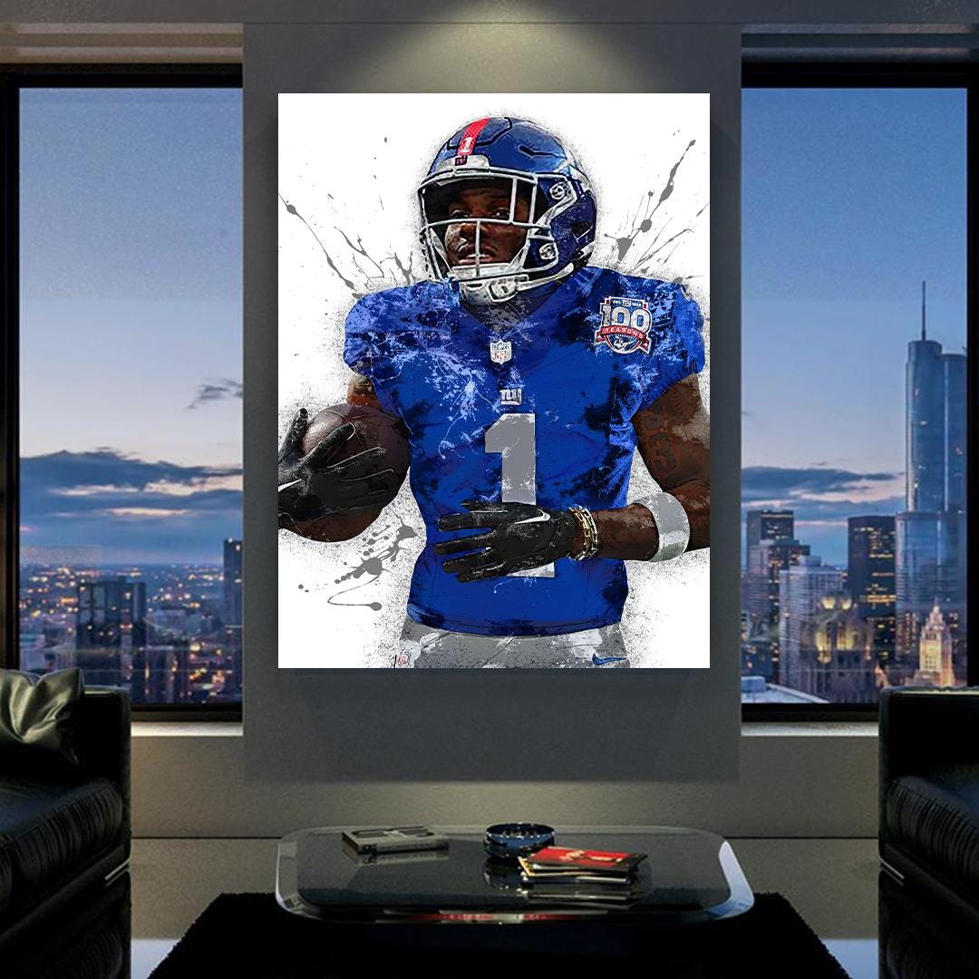 Malik Nabers Poster, New York Giants, Gallery Canvas Wrap or Museum-Quality Poster, Fine Art, Wall Decor for Man Cave, Kids room