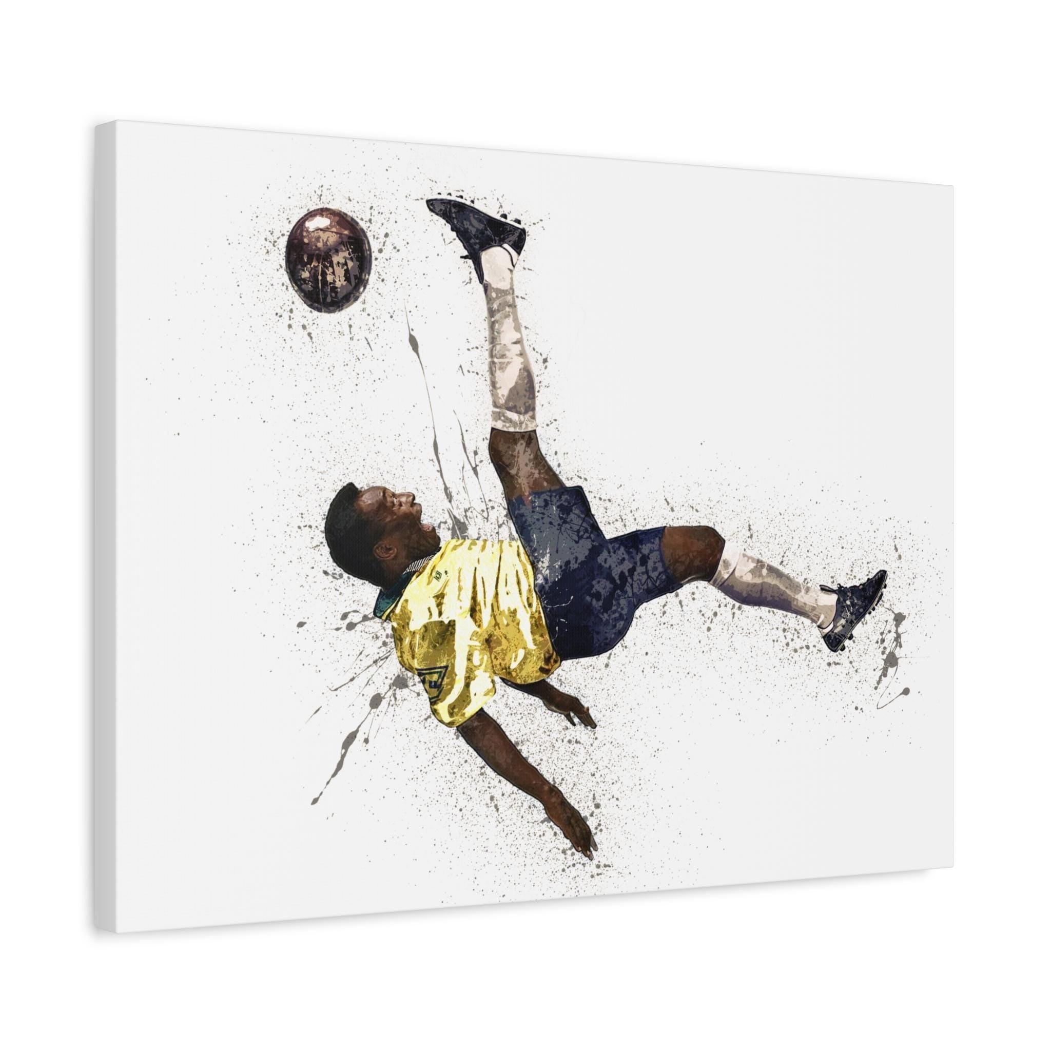 Pele Poster Print, Iconic Kick, Gallery Canvas Wrap or Museum-Quality Poster, Fine Art, Man Cave, Kids room, Dorm Room