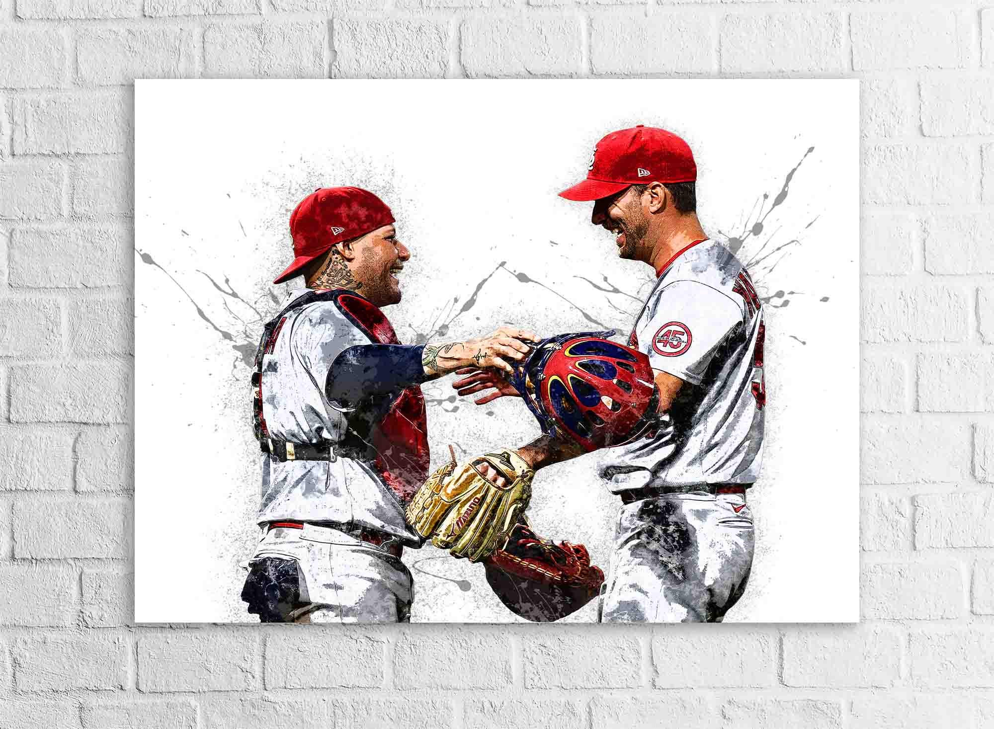 Yadier Molina & Adam Wainwright Cardinals Art: Baseball Poster, Canvas, or Framed Print