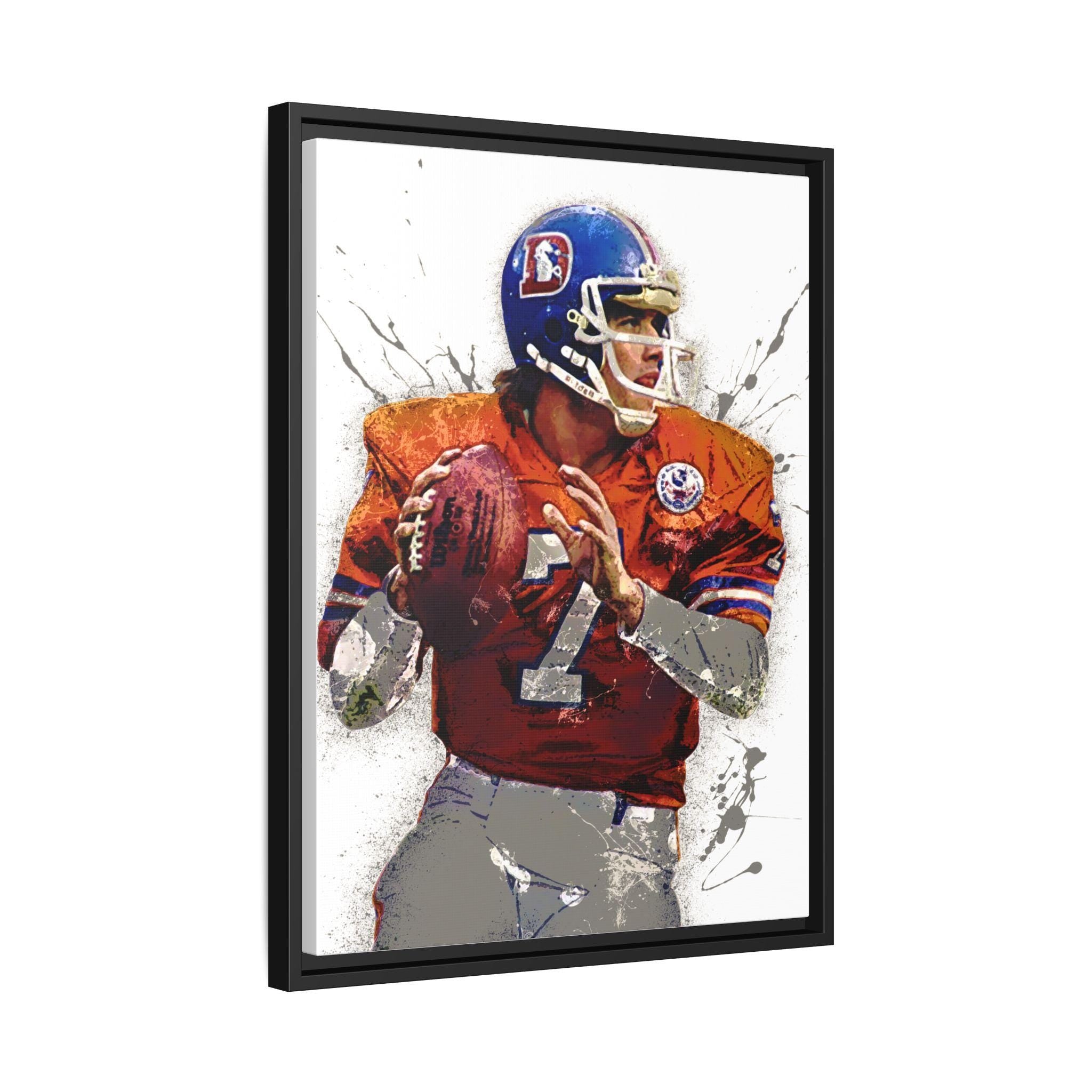 John Elway Poster, Denver Broncos, Gallery Canvas Wrap or Museum-Quality Poster, Fine Art, Wall Decor for Man Cave, Kids room