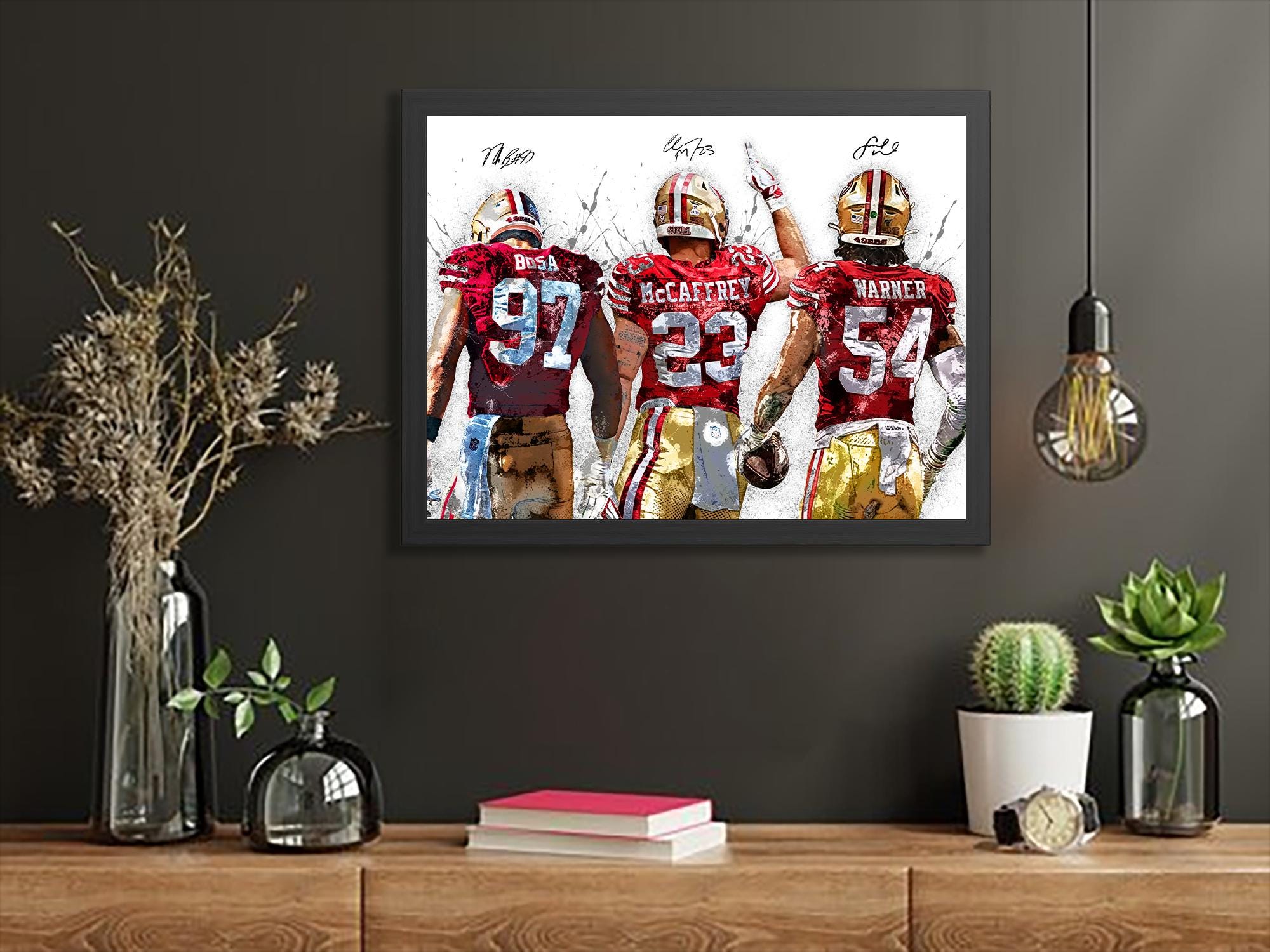 Christian McCaffrey, Deebo Samuel, Brock Purdy San Francisco 49ers, Gallery Canvas Wrap or Premium Poster, Fine Art, Man Cave, Kids room