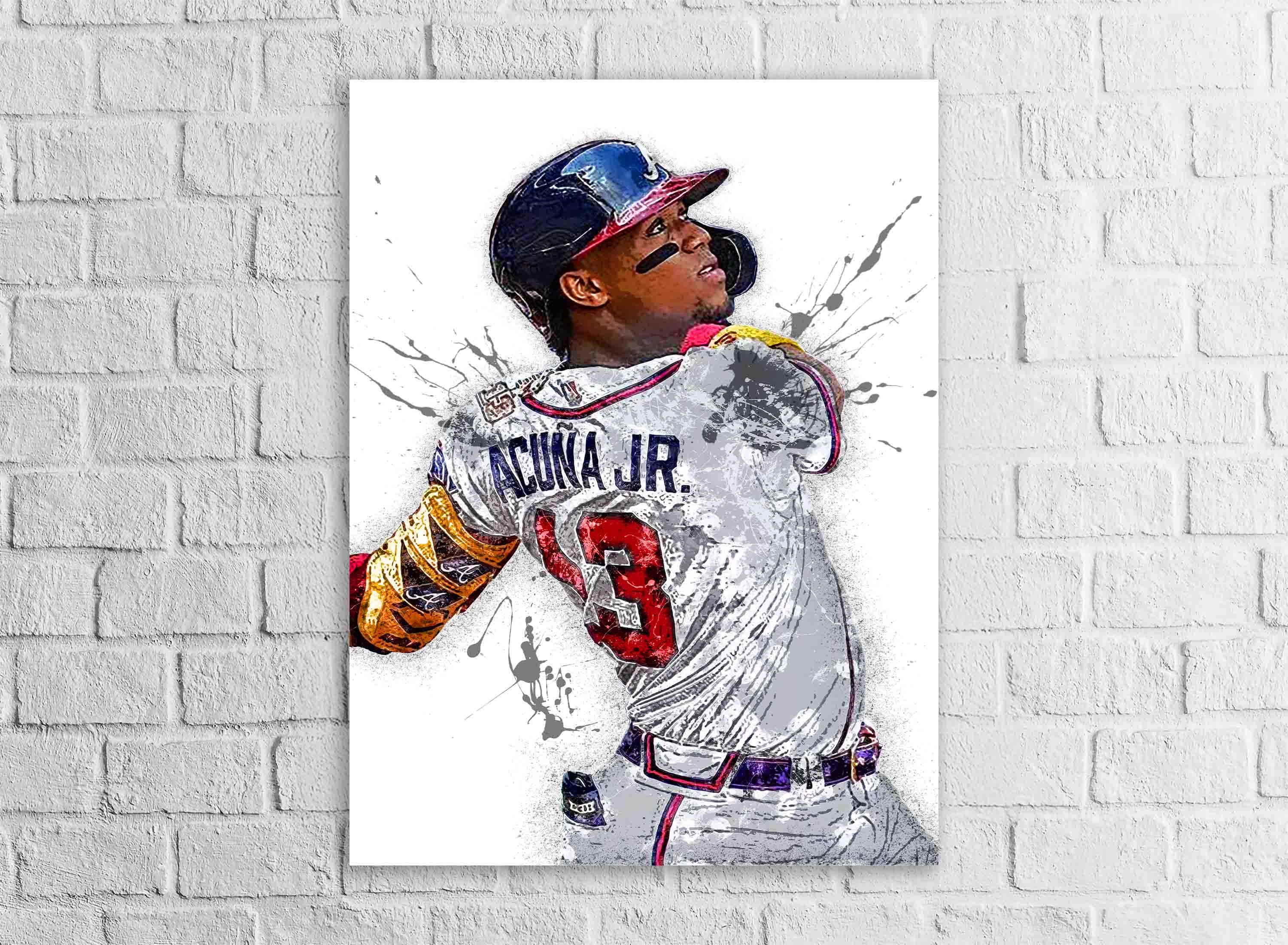 Ronald Acuna Jr Poster, Atlanta Braves, Gallery Canvas Wrap, Fine Art, Wall Decor for Man Cave, Kids room, Dorm Room
