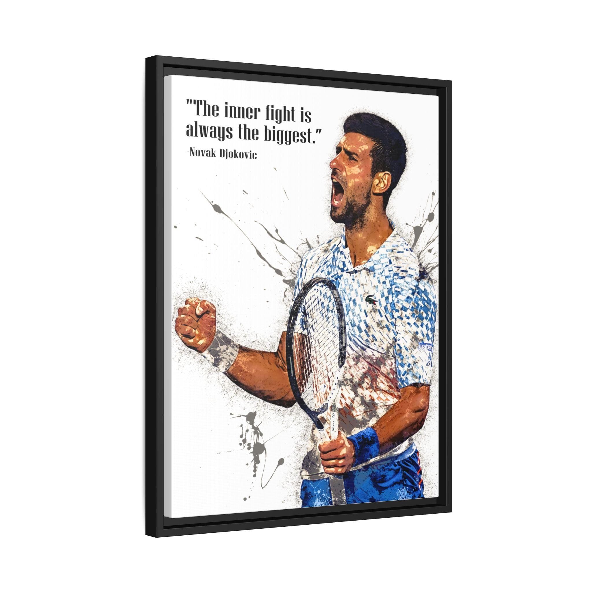Novak Djokovic Poster, Quote, Gallery Canvas Wrap or Museum-Quality Poster Print, Fine Art Quality, Man Cave, Office, Dorm Room, Kids room