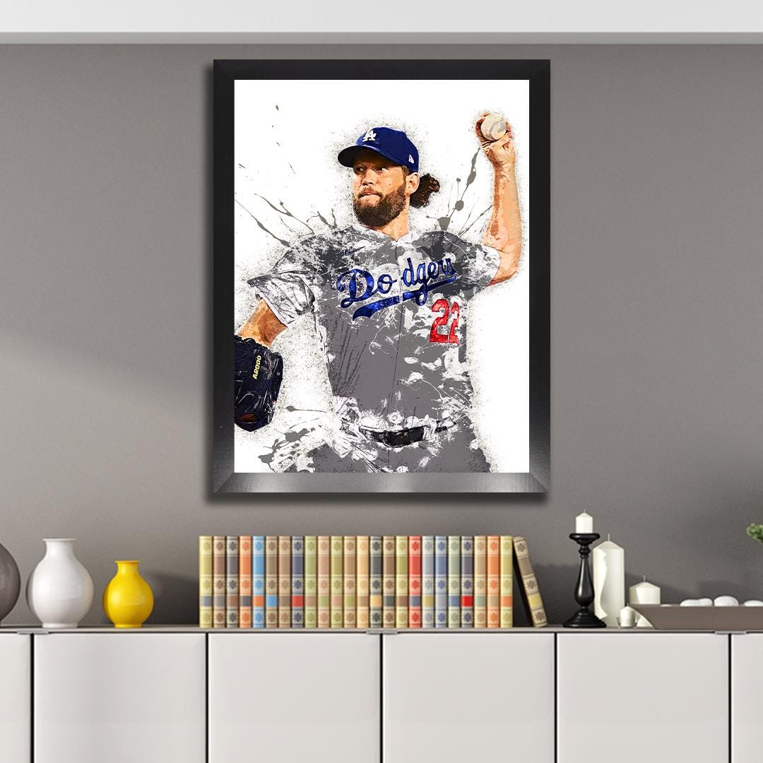 Clayton Kershaw Poster, Los Angeles Dodgers, Gallery Canvas Wrap, Fine Art Quality, Wall Decor for Man Cave, Kids room, Dorm Room