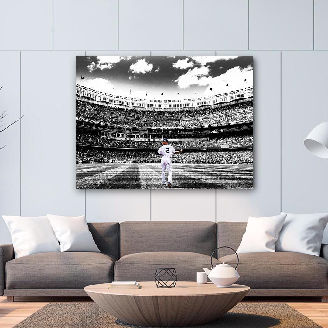 Derek Jeter, Final Farewell, NY Yankees, Canvas Wrap or Museum-Quality Poster Print, Fine Art Wall Decor for Man Cave, Office or Dorm Room