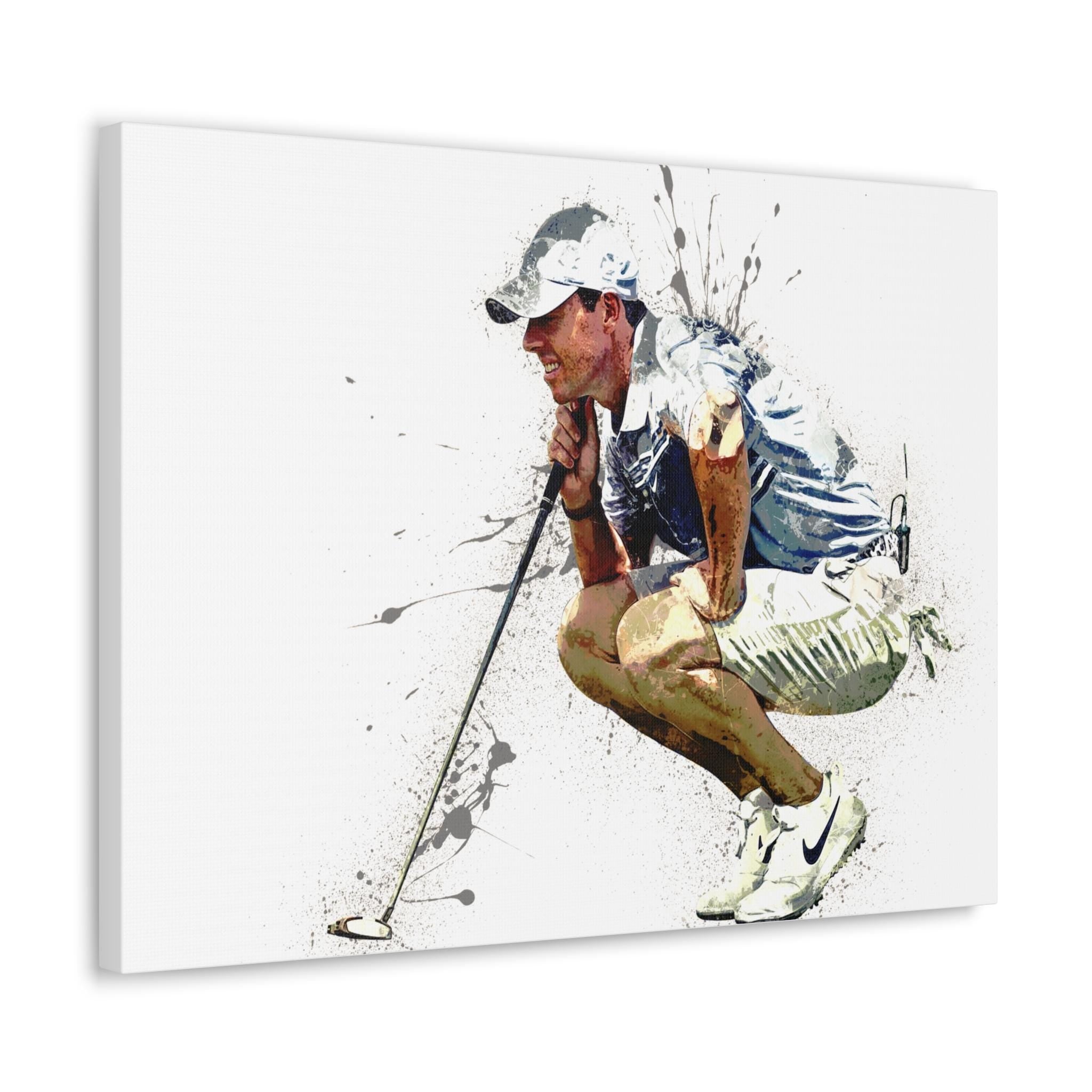 Rory McIlroy Poster, PGA, Gallery Canvas Wrap or Museum-Quality Poster, Wall Decor, Man Cave, Kids room, Office