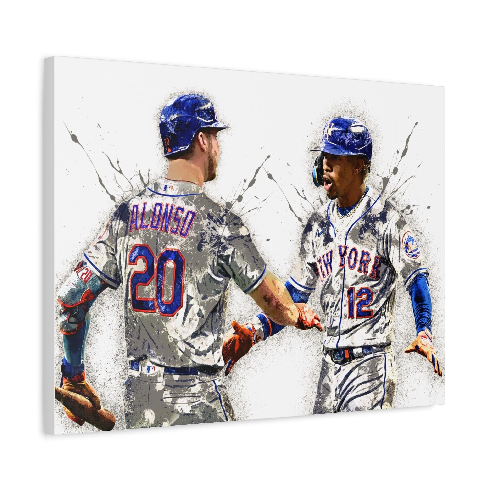 Pete Alonso, Francisco Lindor, NY Mets, Gallery Canvas Wrap or Premium Poster, Fine Art, Wall Decor for Man Cave, Office or Dorm Room