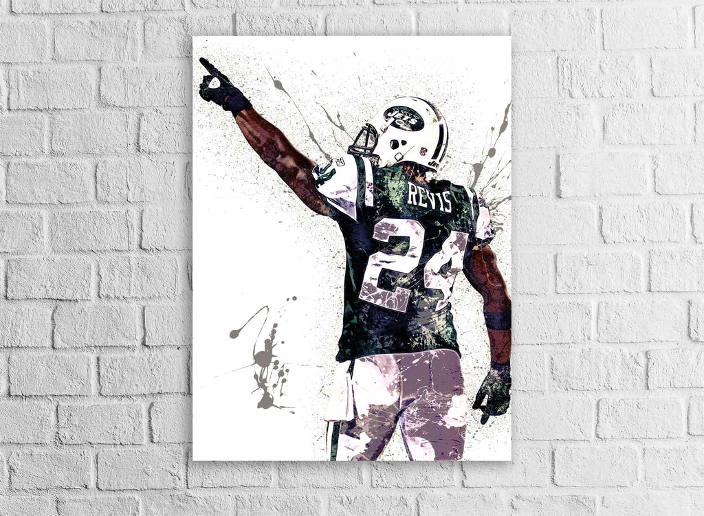 Darrelle Revis Poster, NY Jets, Gallery Canvas Wrap or Premium Poster, Fine Art, Man Cave, Kids room
